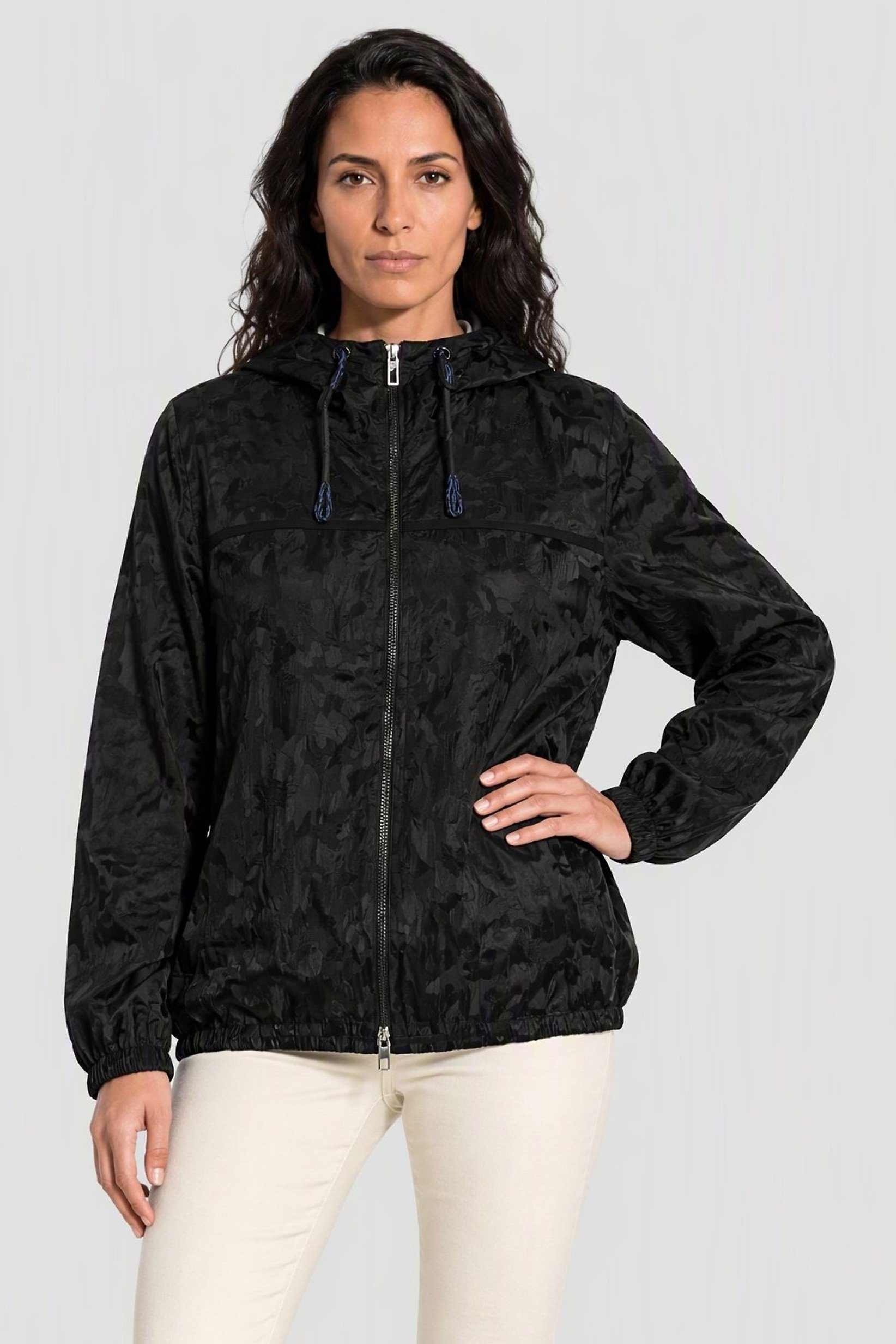 Emporio Armani Women Camouflage Hooded Jacket, Black