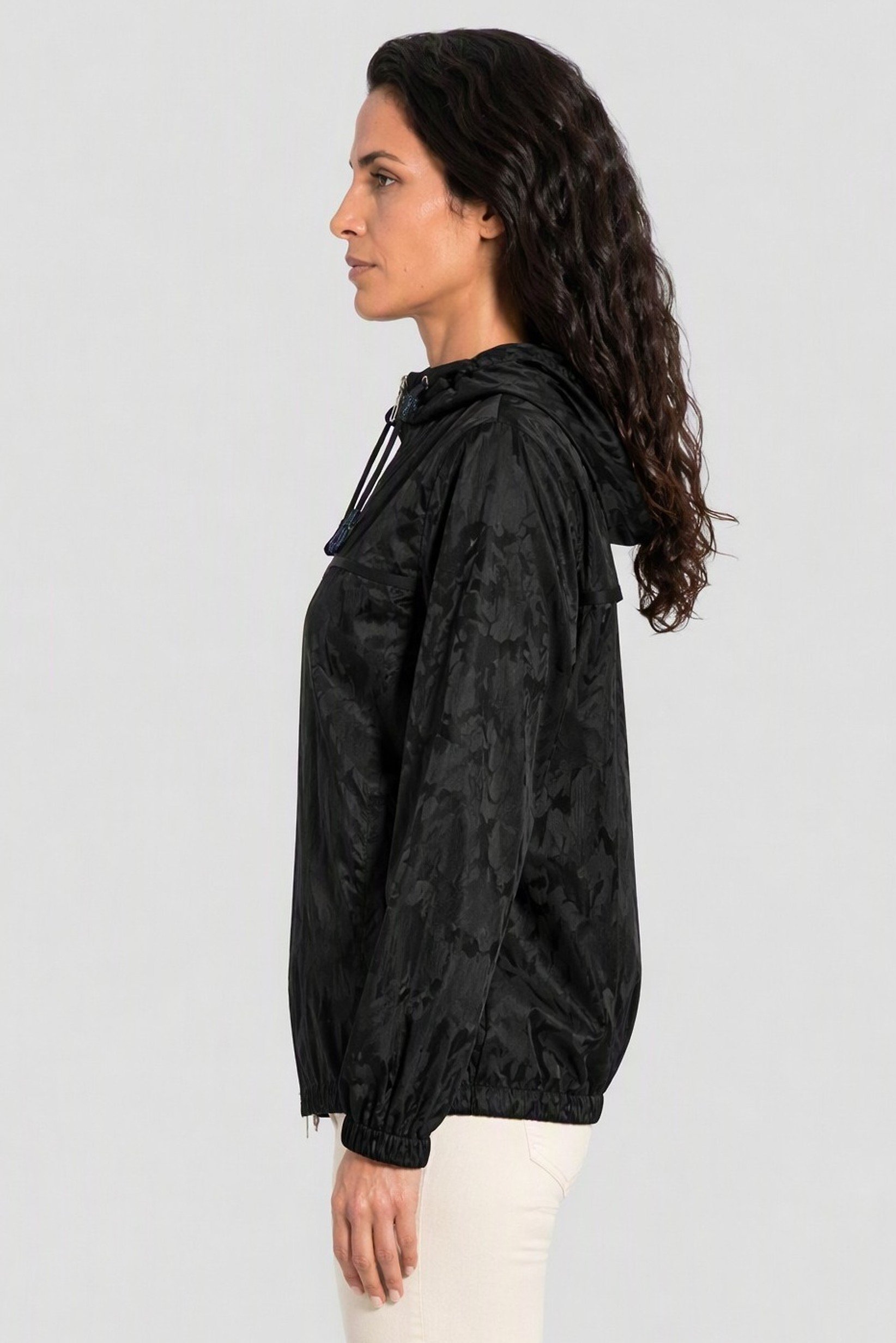Emporio Armani Women Camouflage Hooded Jacket, Black