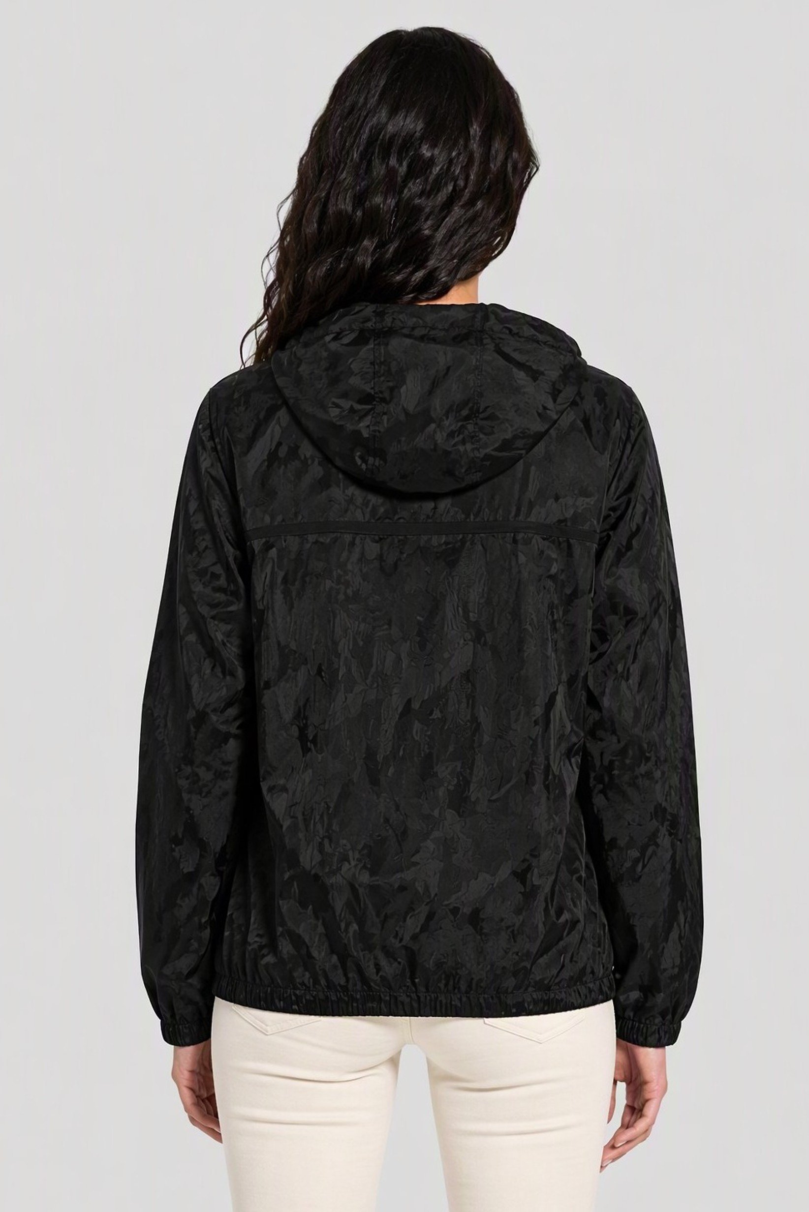 Emporio Armani Women Camouflage Hooded Jacket, Black