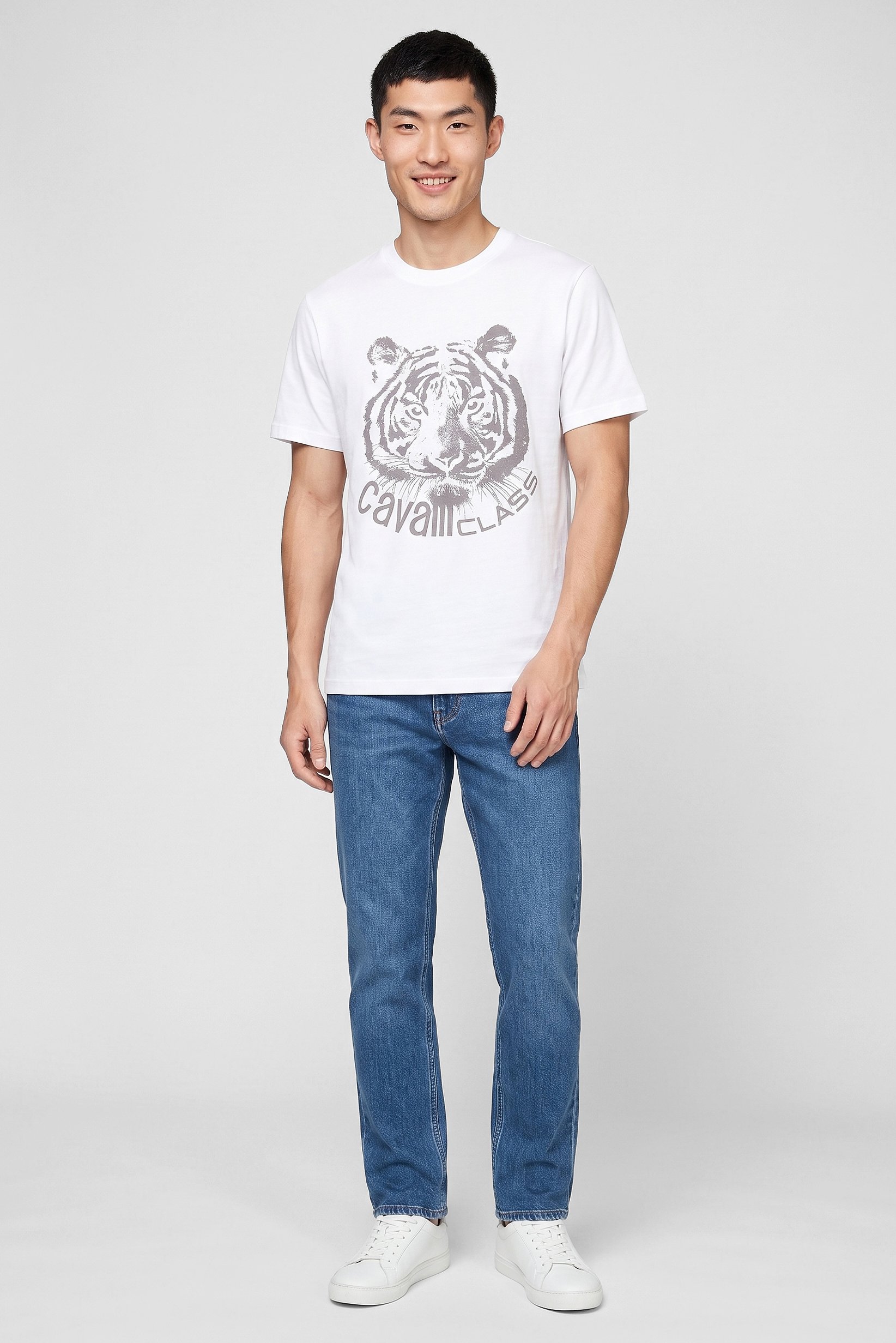 Men Crew Neck Graphic Print Short Sleeve T-Shirt, White