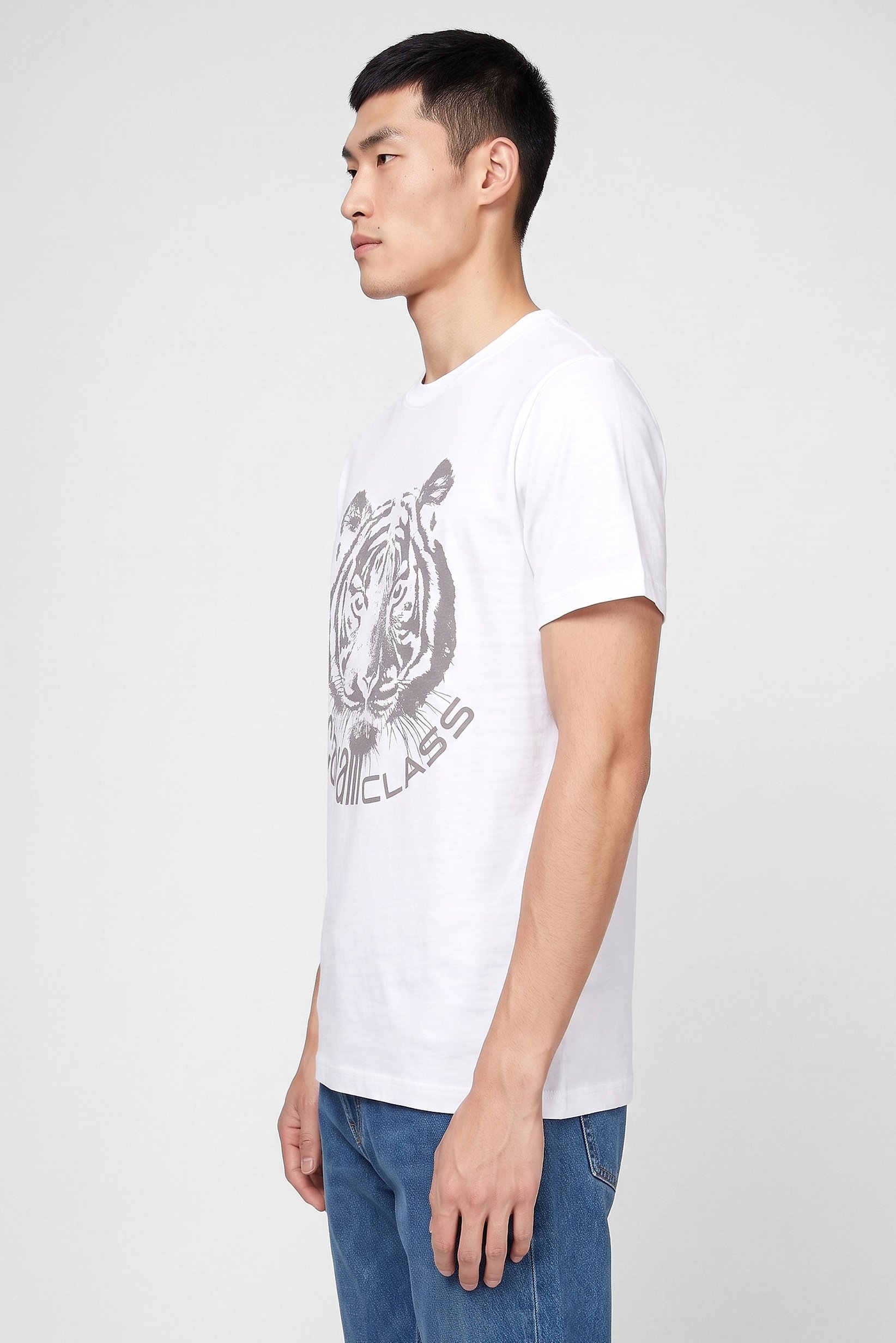 Men Crew Neck Graphic Print Short Sleeve T-Shirt, White