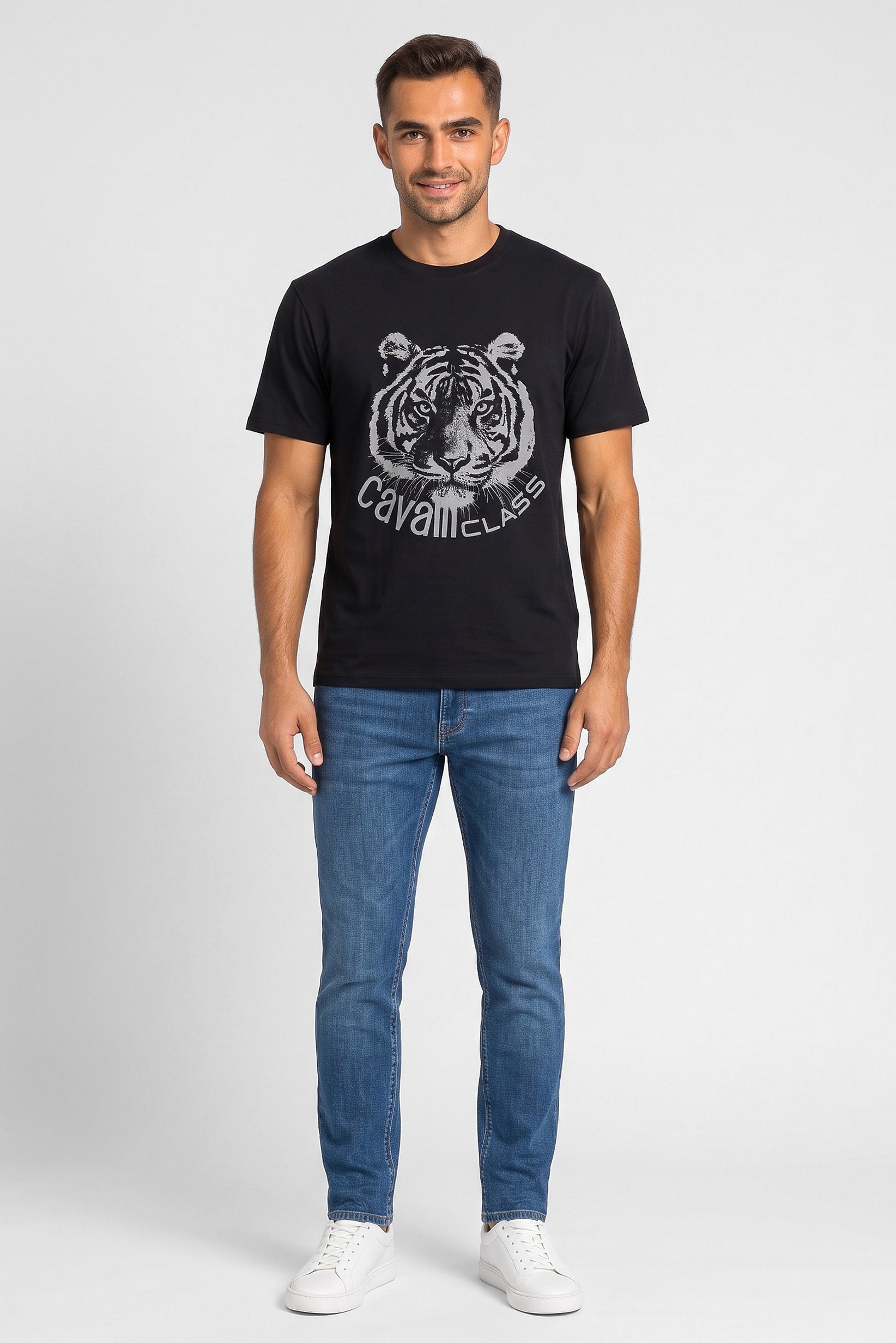 Men Crew Neck Short Sleeve Graphic Print T-Shirt, Black