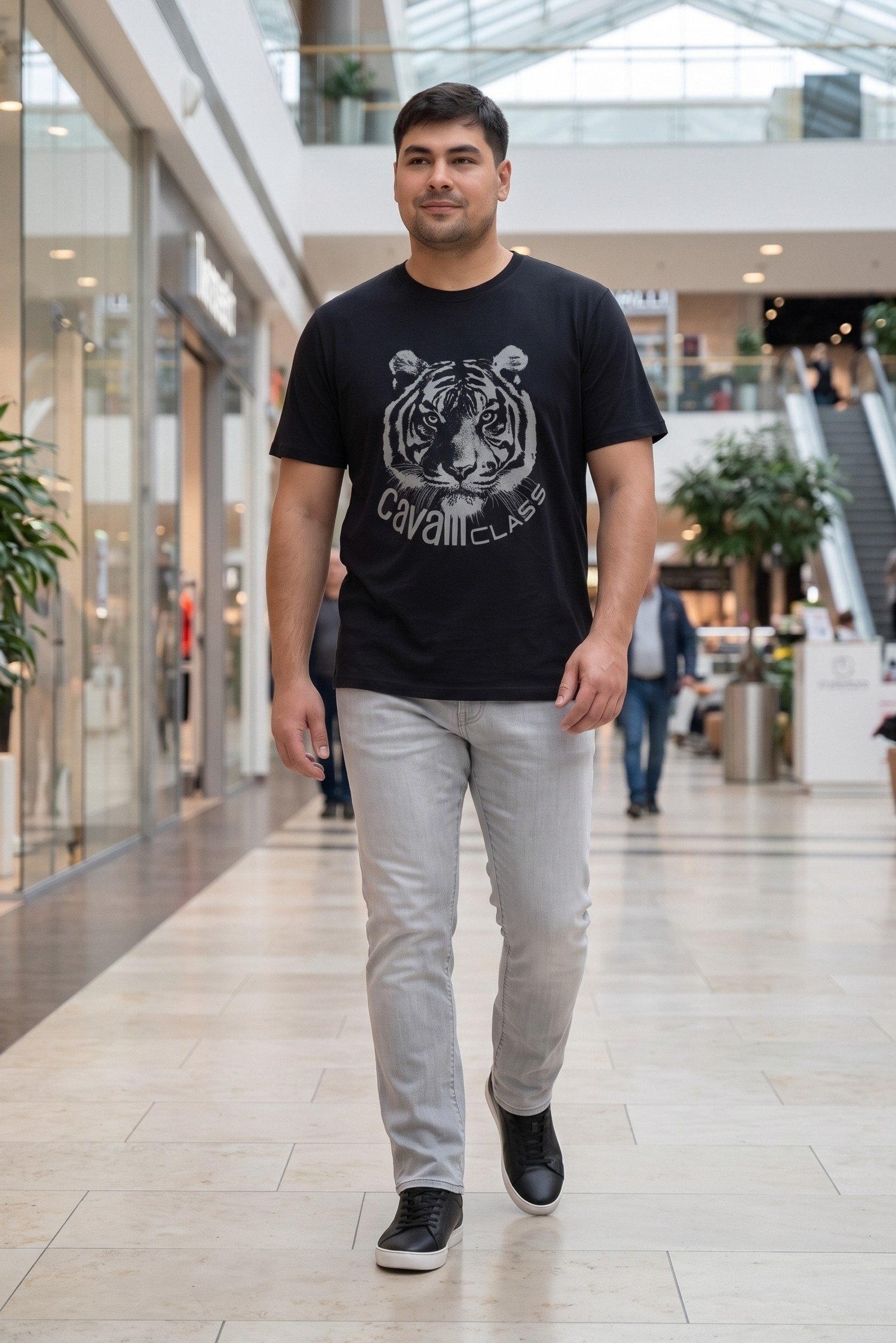 Men Crew Neck Short Sleeve Graphic Print T-Shirt, Black
