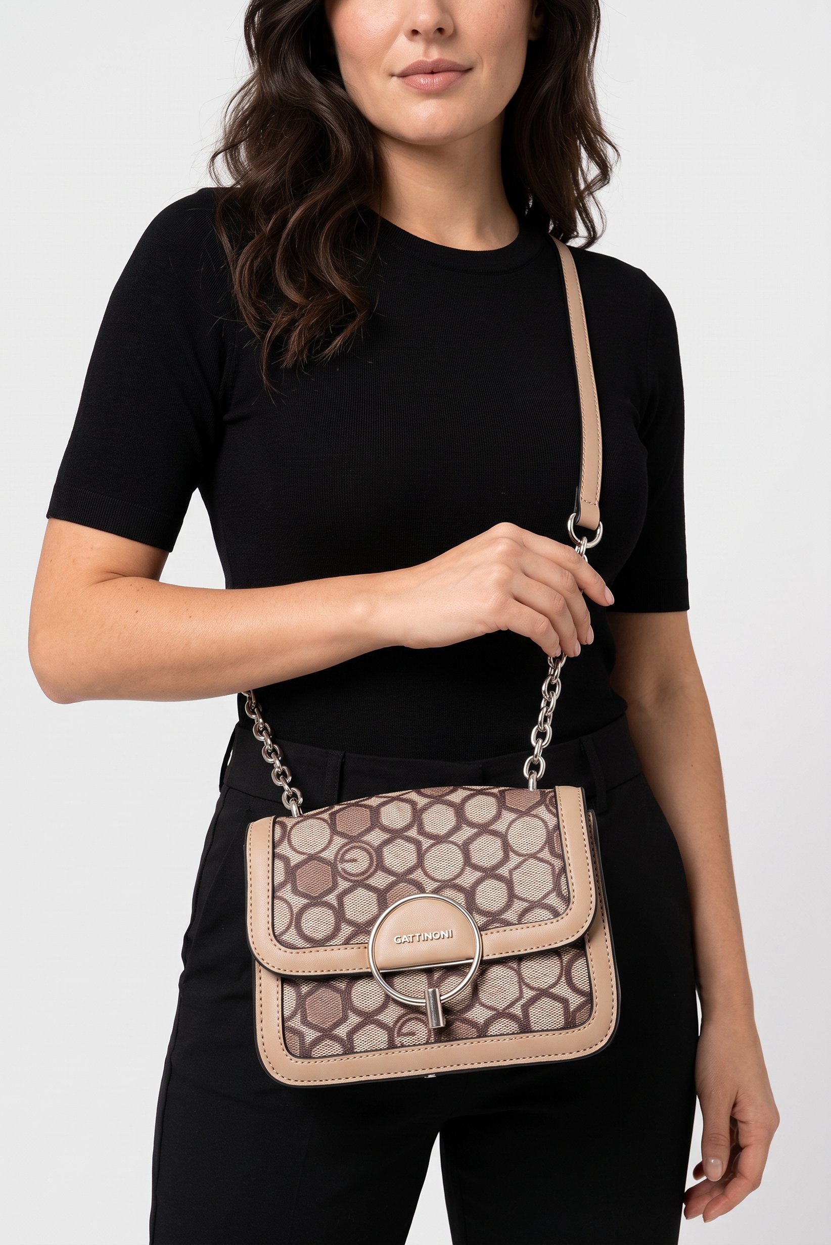 Women Monogram Pattern Cross Body Bag, Multicolor