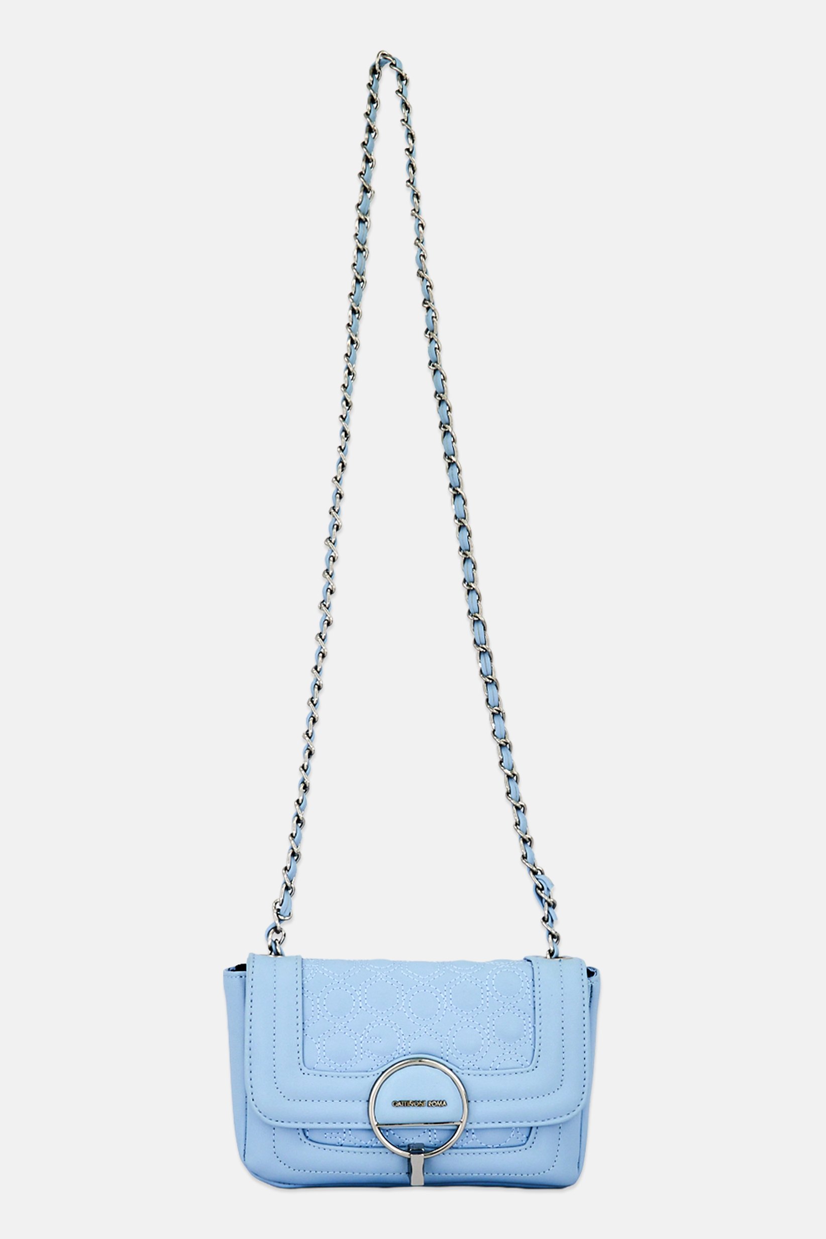 Women Brand Logo Cross Body Bag, Light Blue