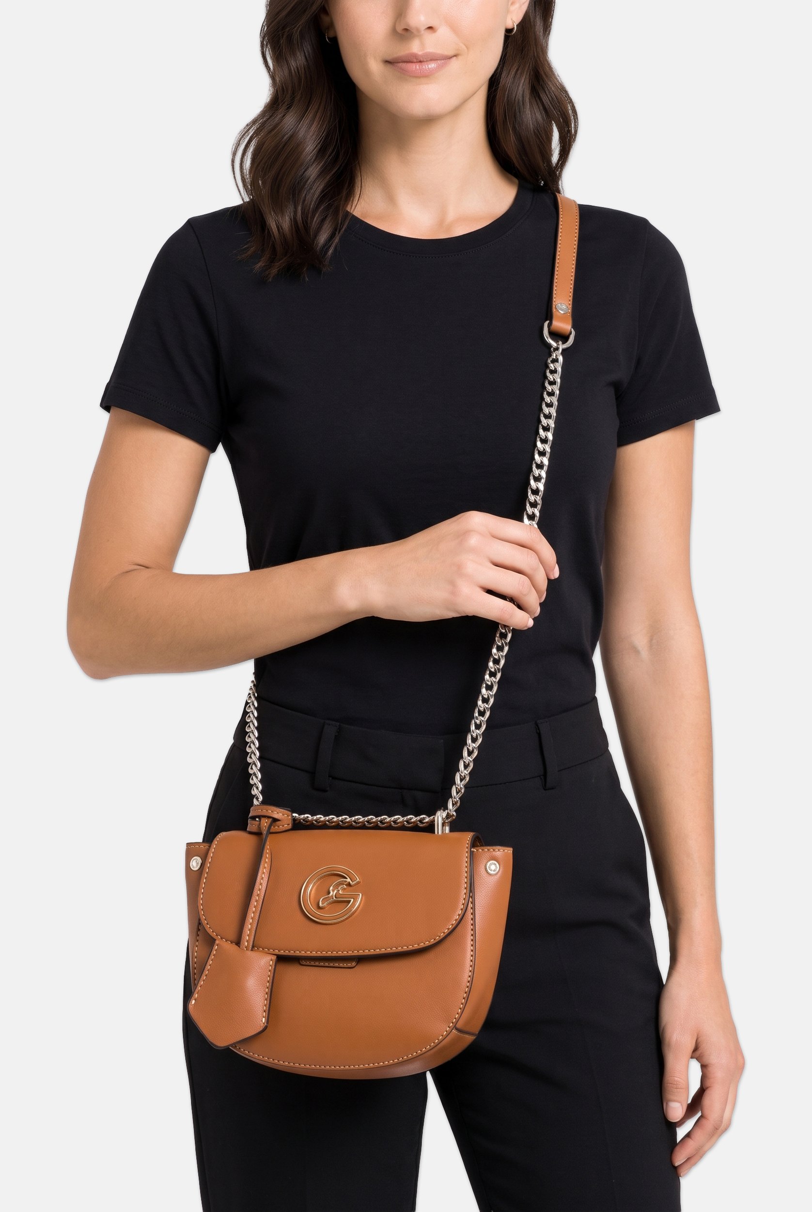 Women Brand Logo Cross Body Bag, Brown