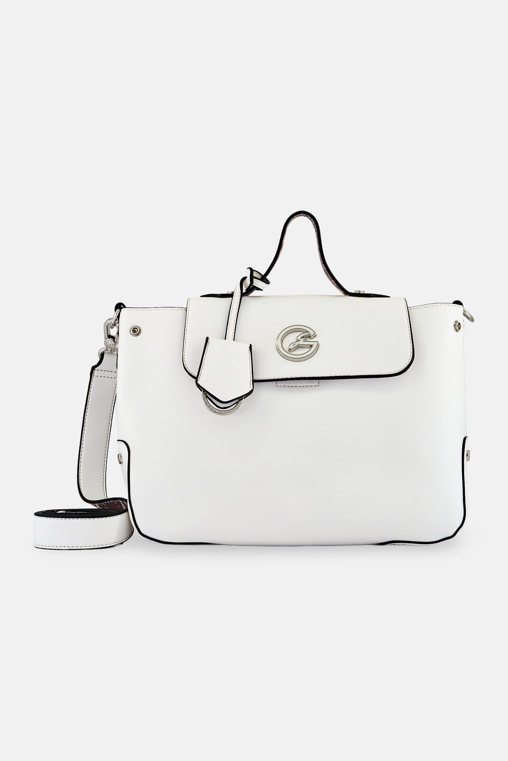 Women Brand Logo Handbag, White