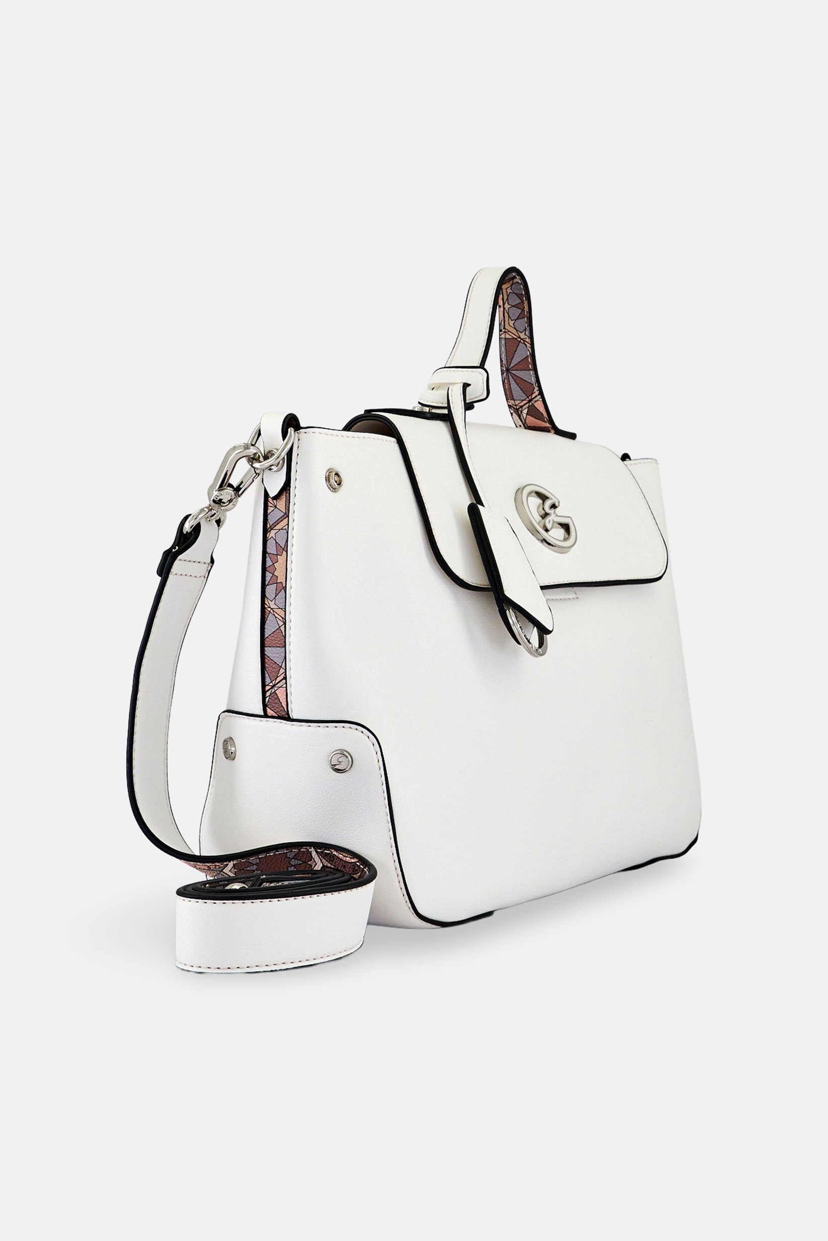 Women Brand Logo Handbag, White