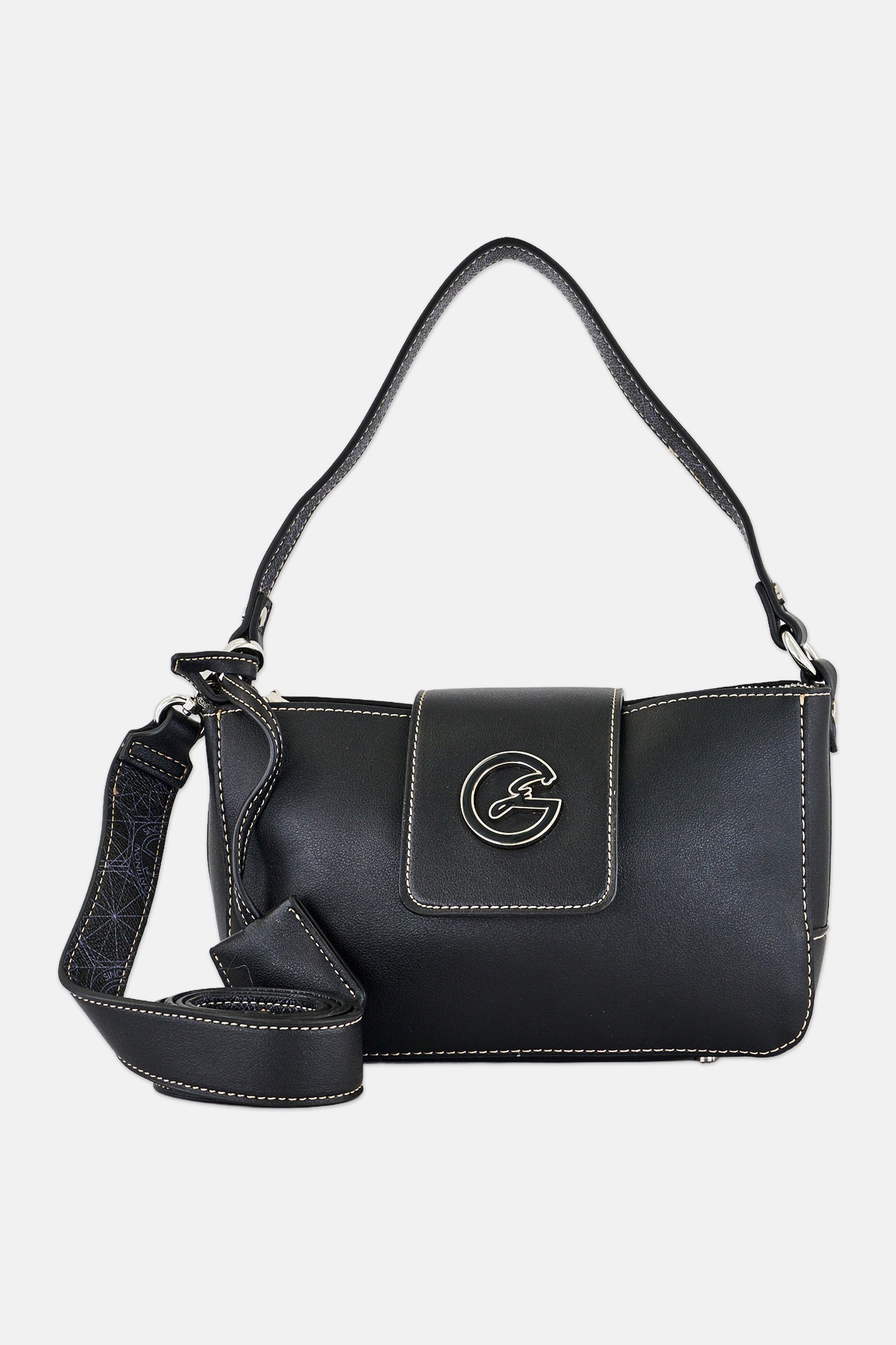 Women Brand Logo Handbag, Black
