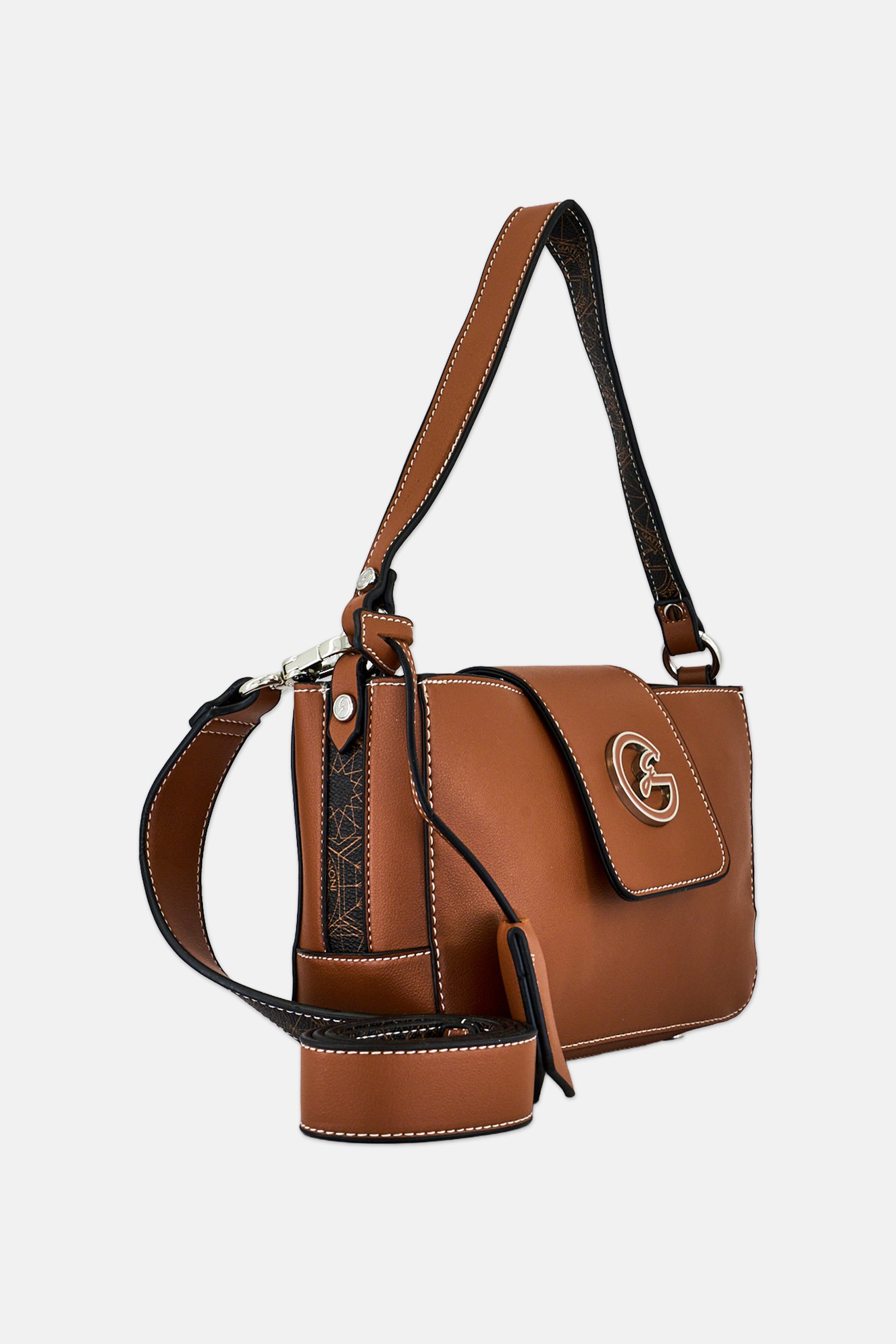Women Brand Logo Cross Body Bag, Brown