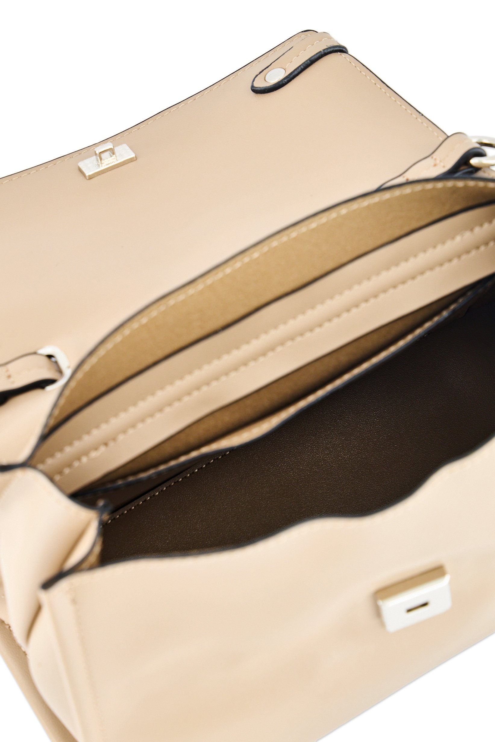 Women Brand Logo Shoulder Bag, Taupe