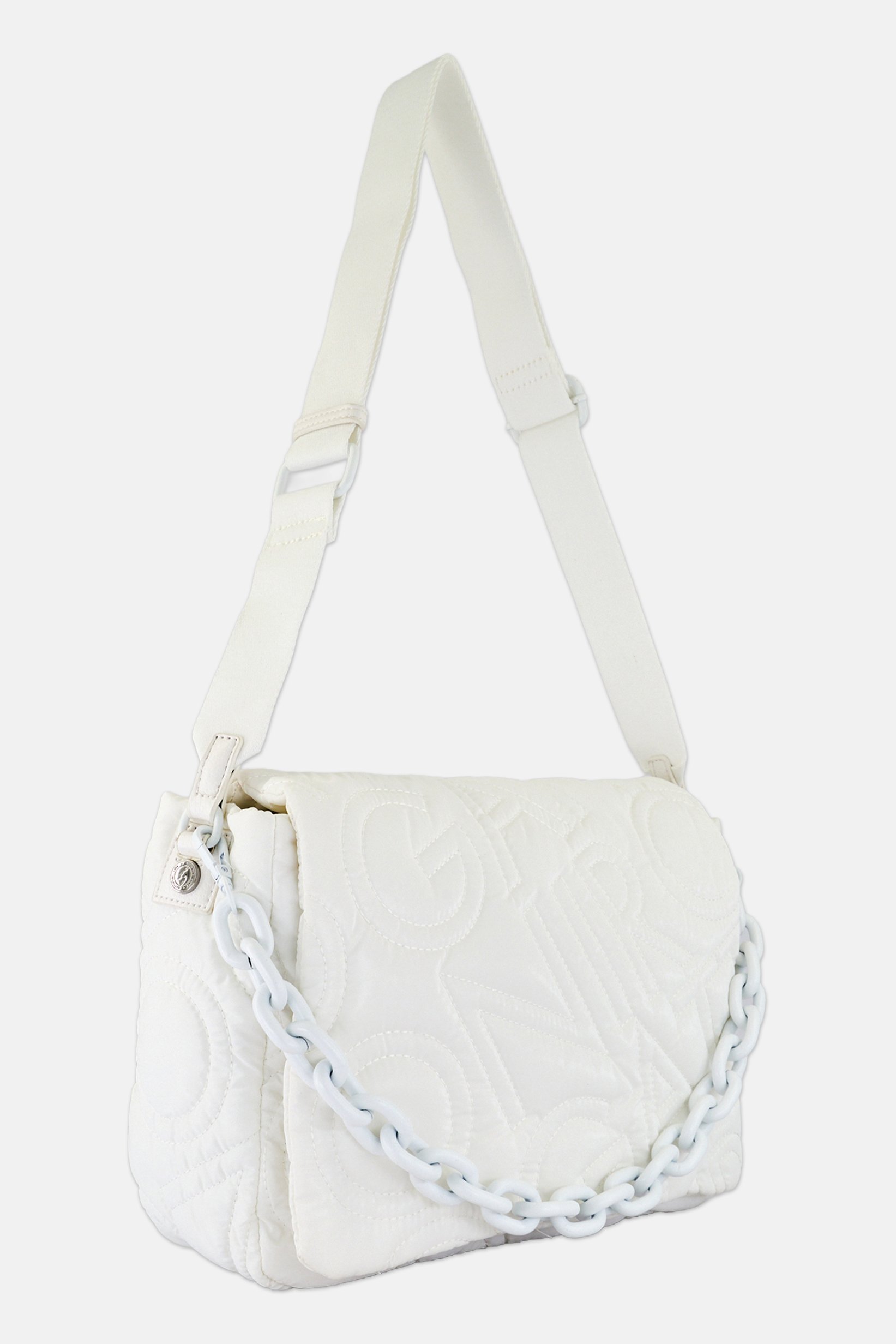 Women Quilted Cross Body Bag, White