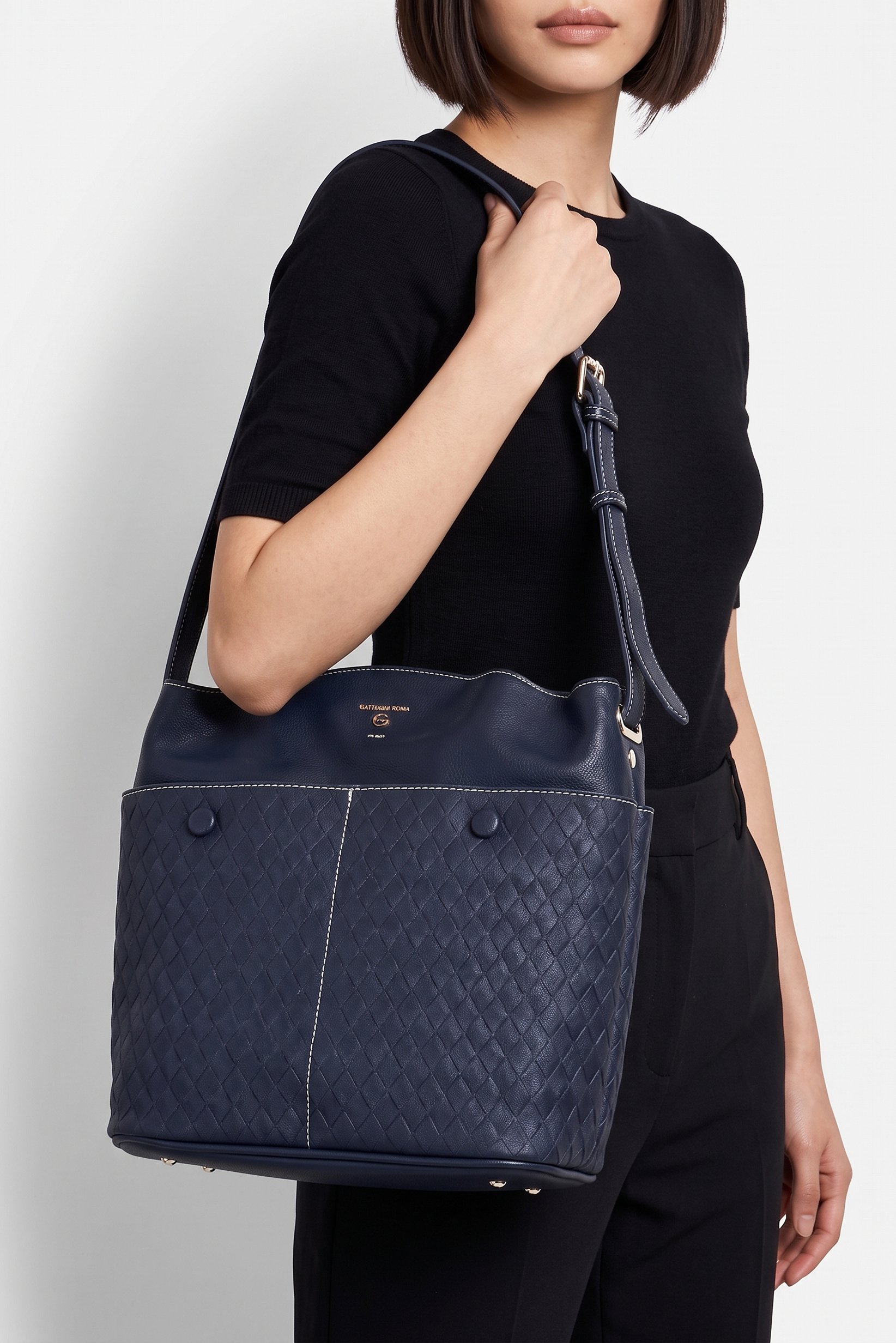 Women Brand Logo Tote Bag, Blue