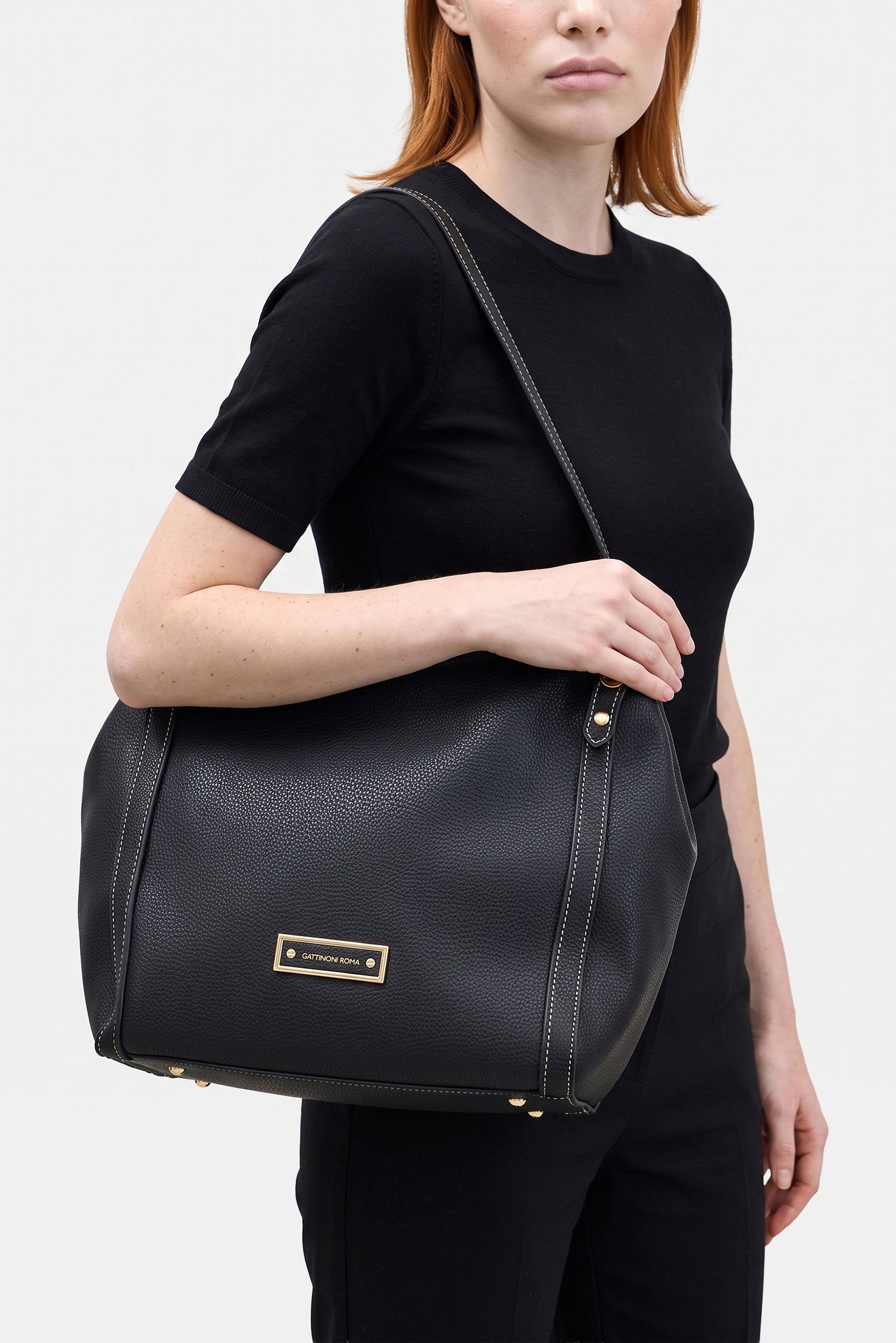 Women Brand Logo Tote Bag, Black