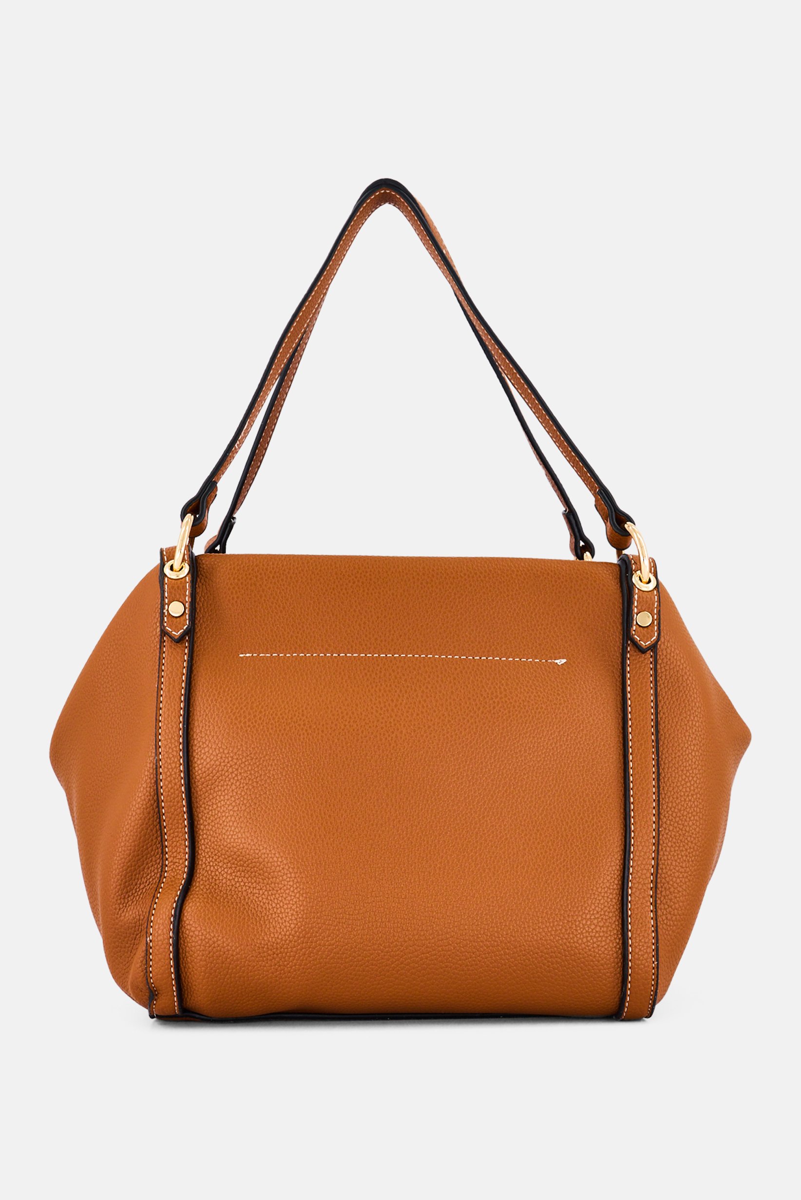 Women Brand Logo Shoulder Bag, Tan
