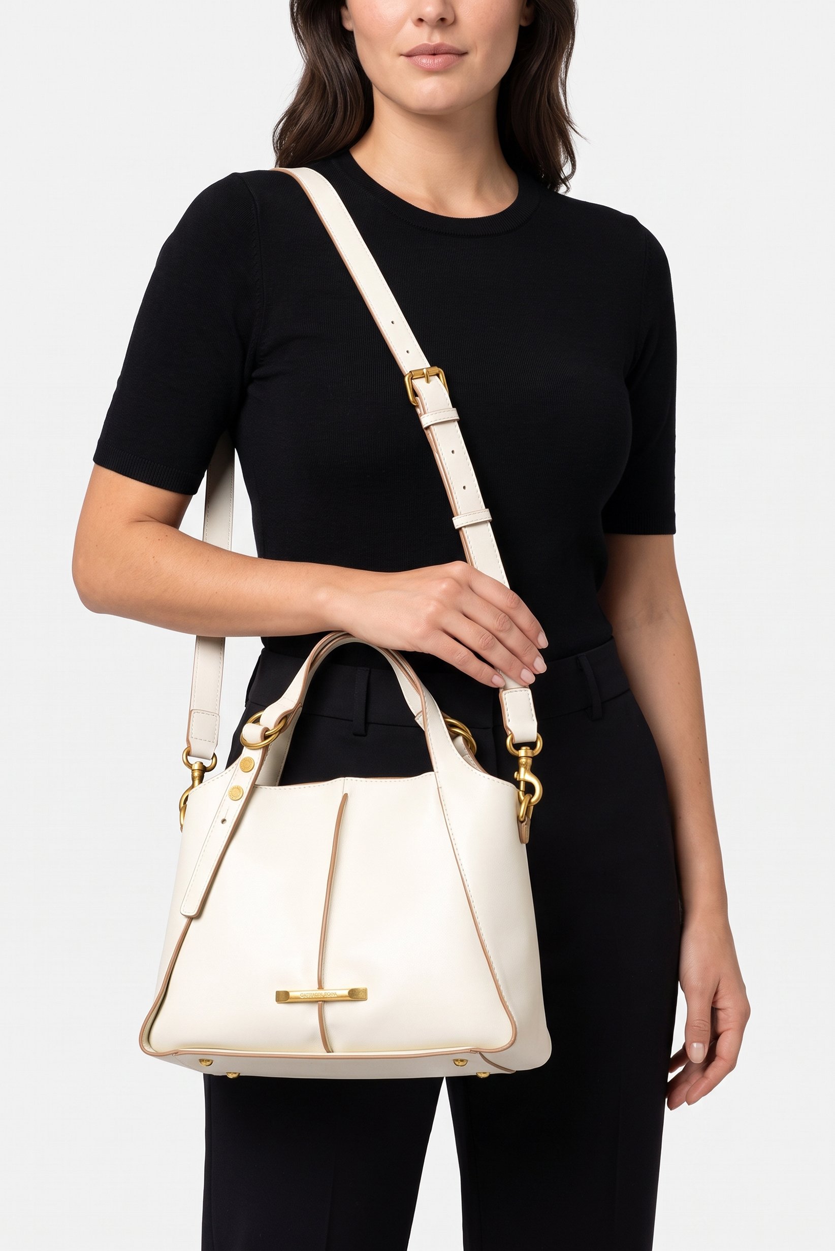 Women Brand Logo Cross Body Bag, White