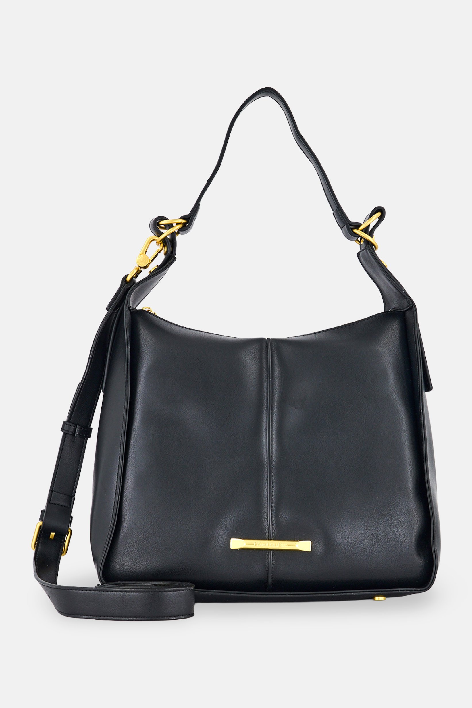 Women Brand Logo Shoulder Bag, Black