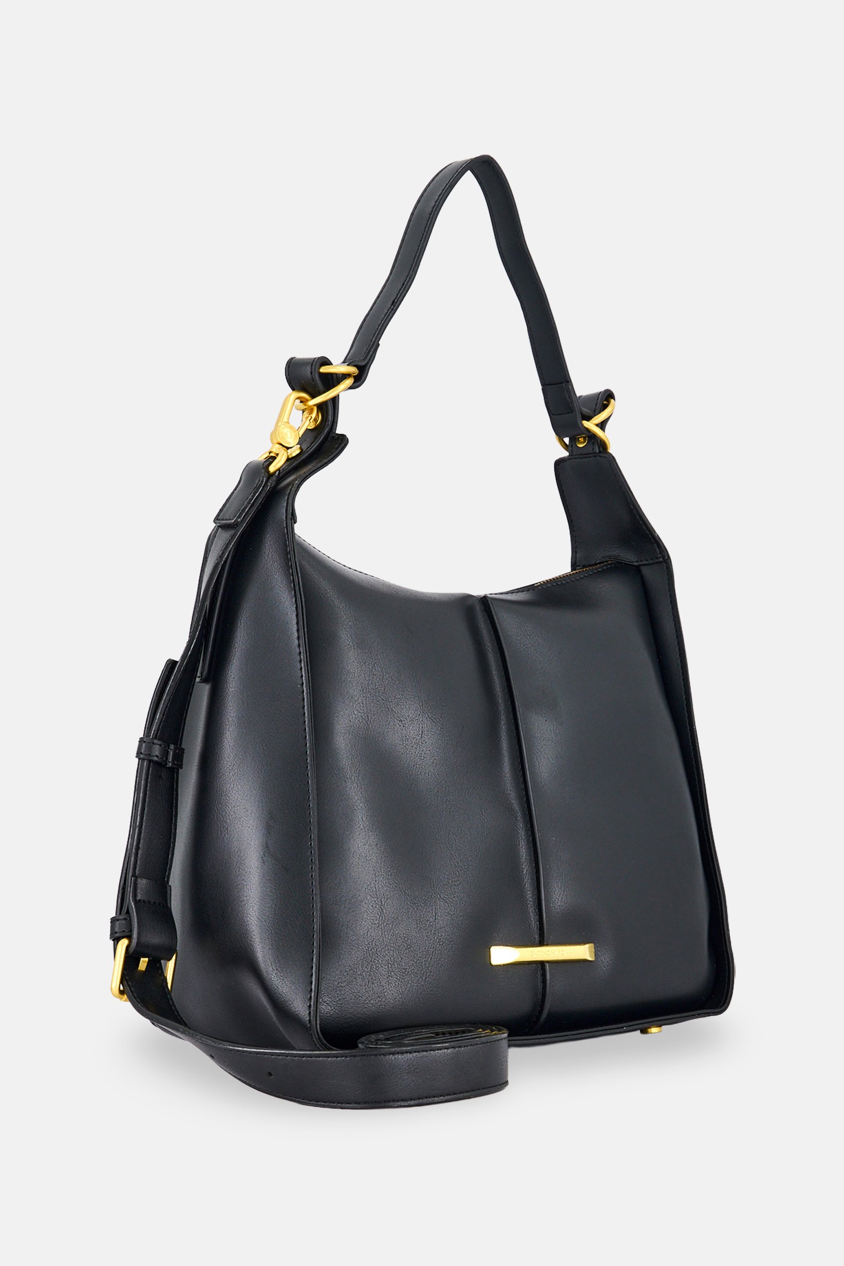 Women Brand Logo Shoulder Bag, Black