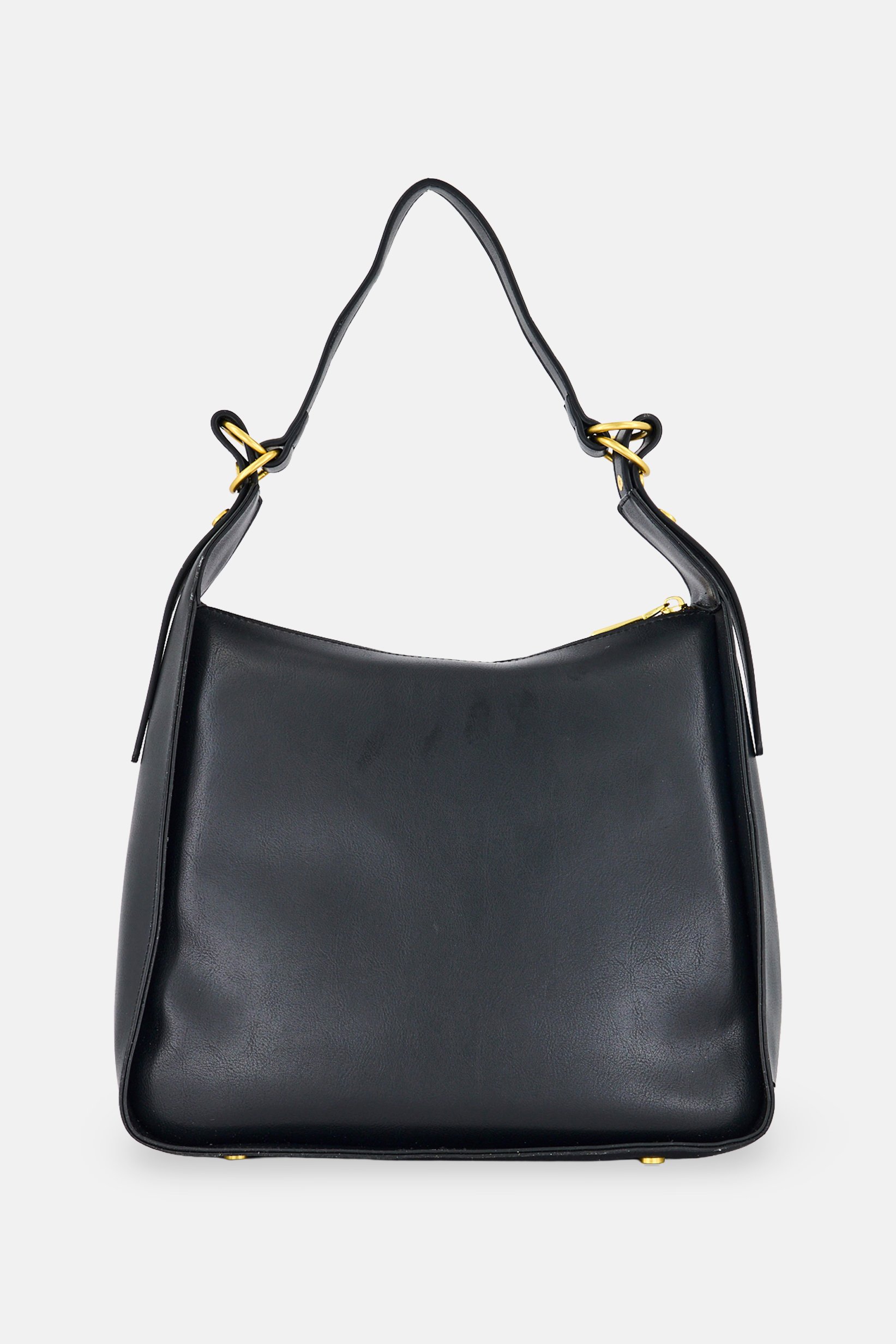 Women Brand Logo Shoulder Bag, Black