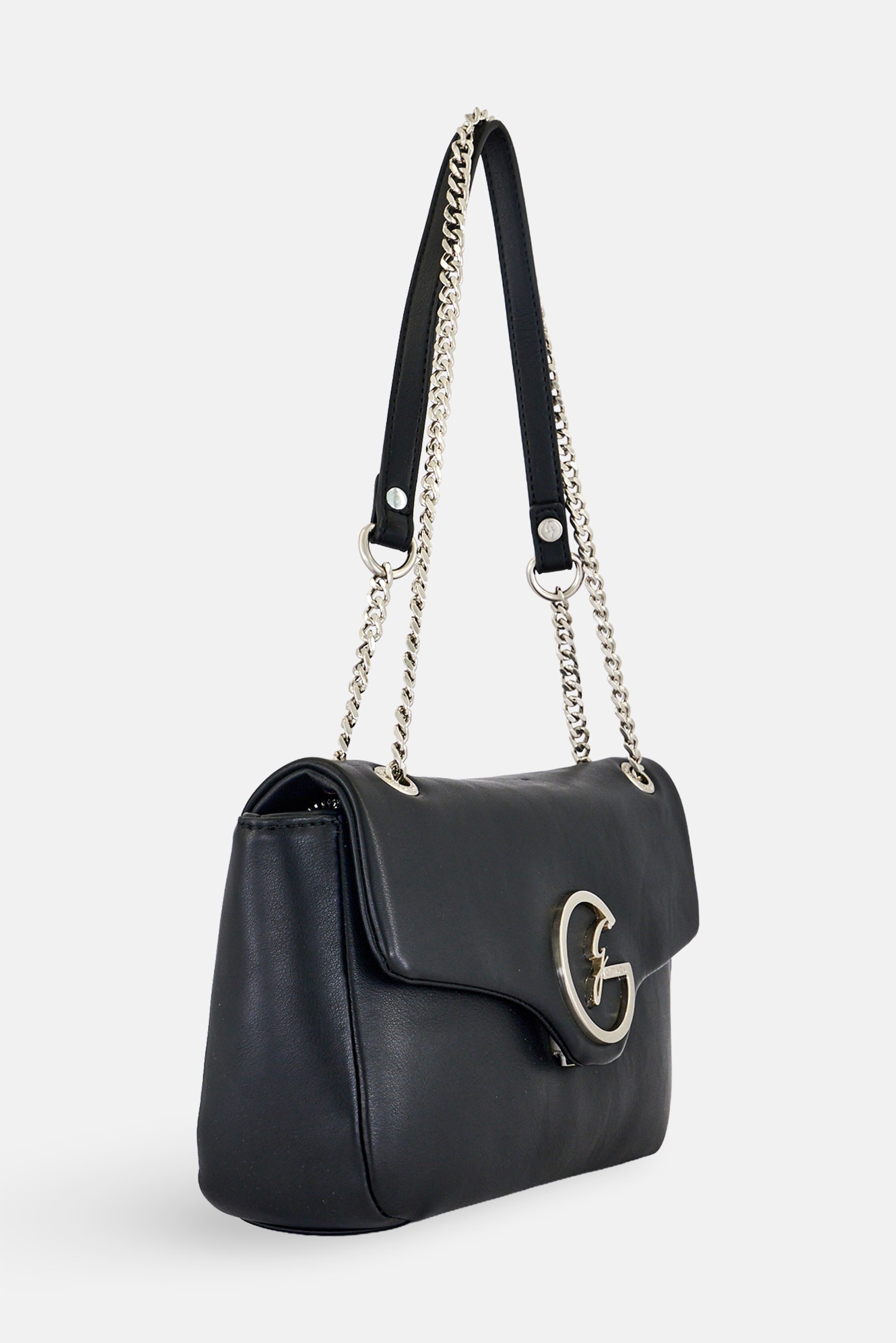 Women Brand Logo Shoulder Bag, Black