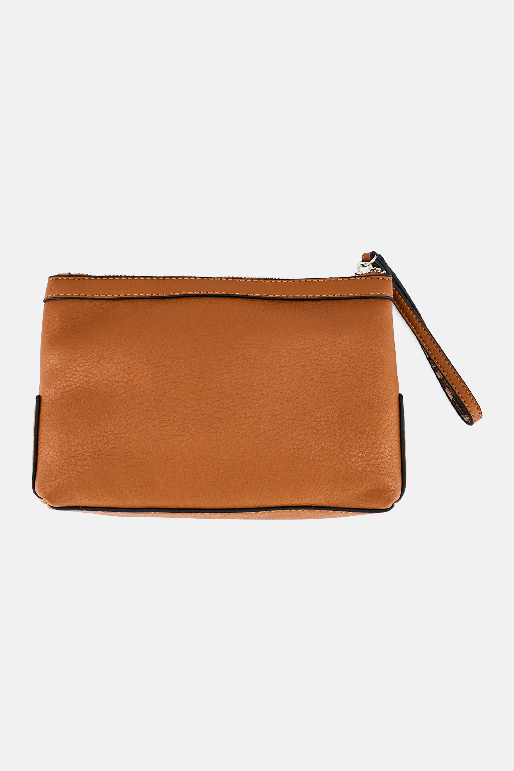 Women Brand Logo Toiletry Bag, Tan