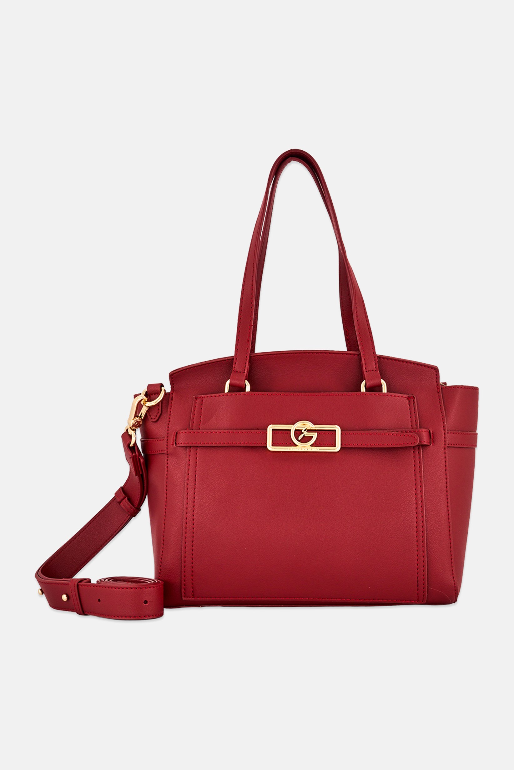 Women Brand Logo Satchel Bag, Dark Red