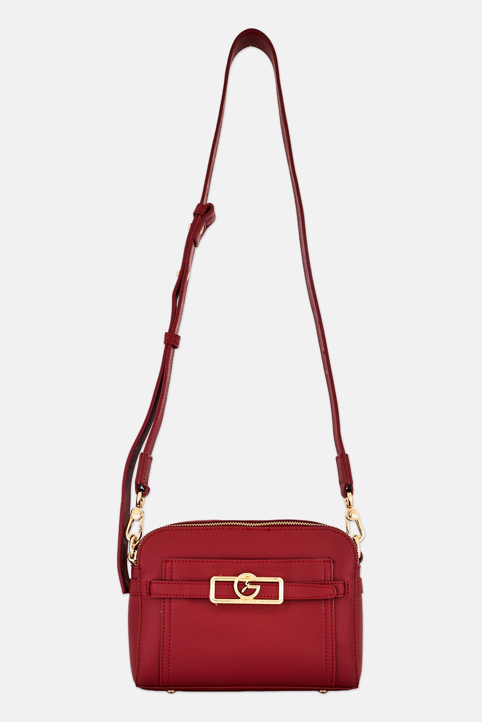 Women Brand Logo Cross Body Bag, Dark Red
