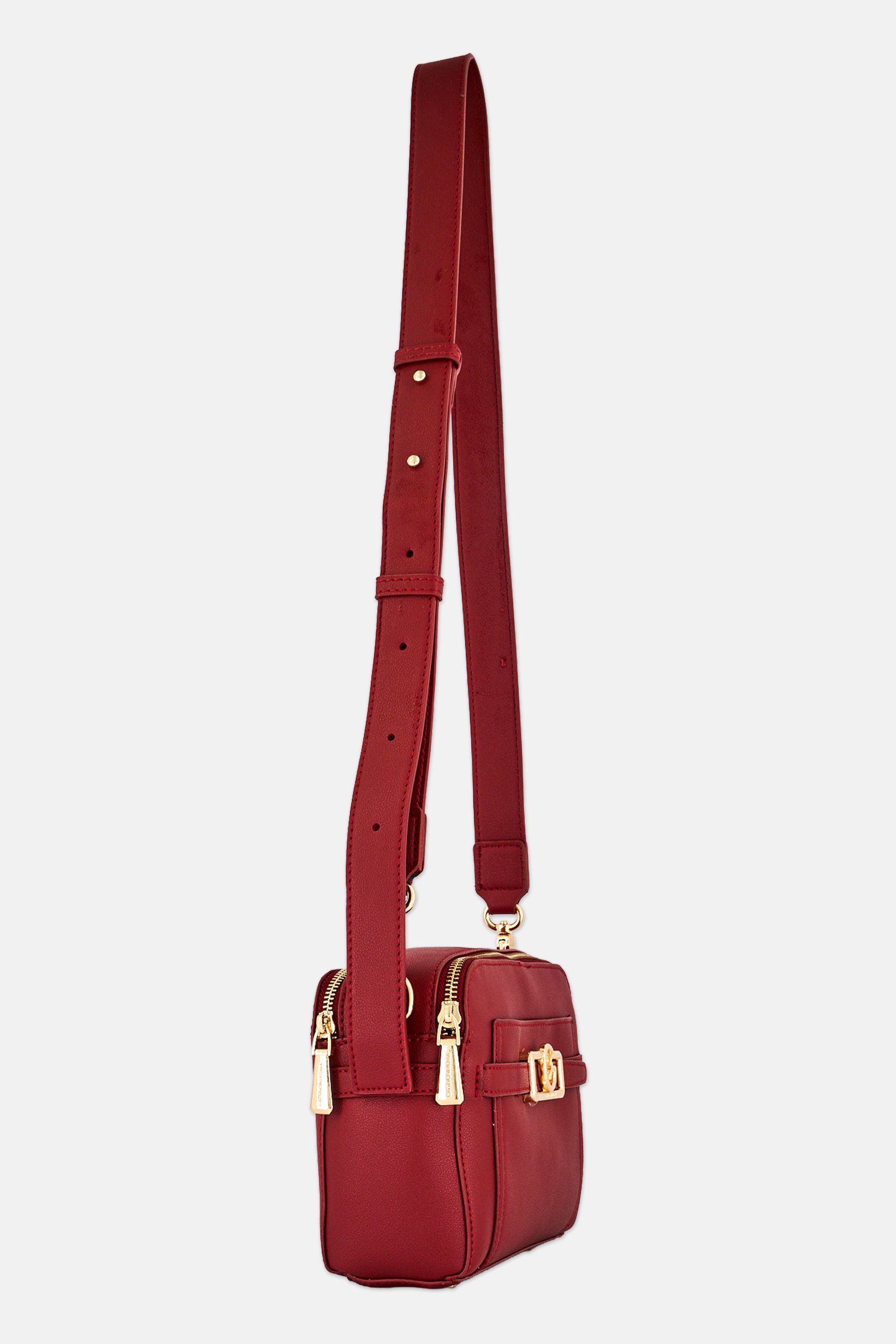 Women Brand Logo Cross Body Bag, Dark Red