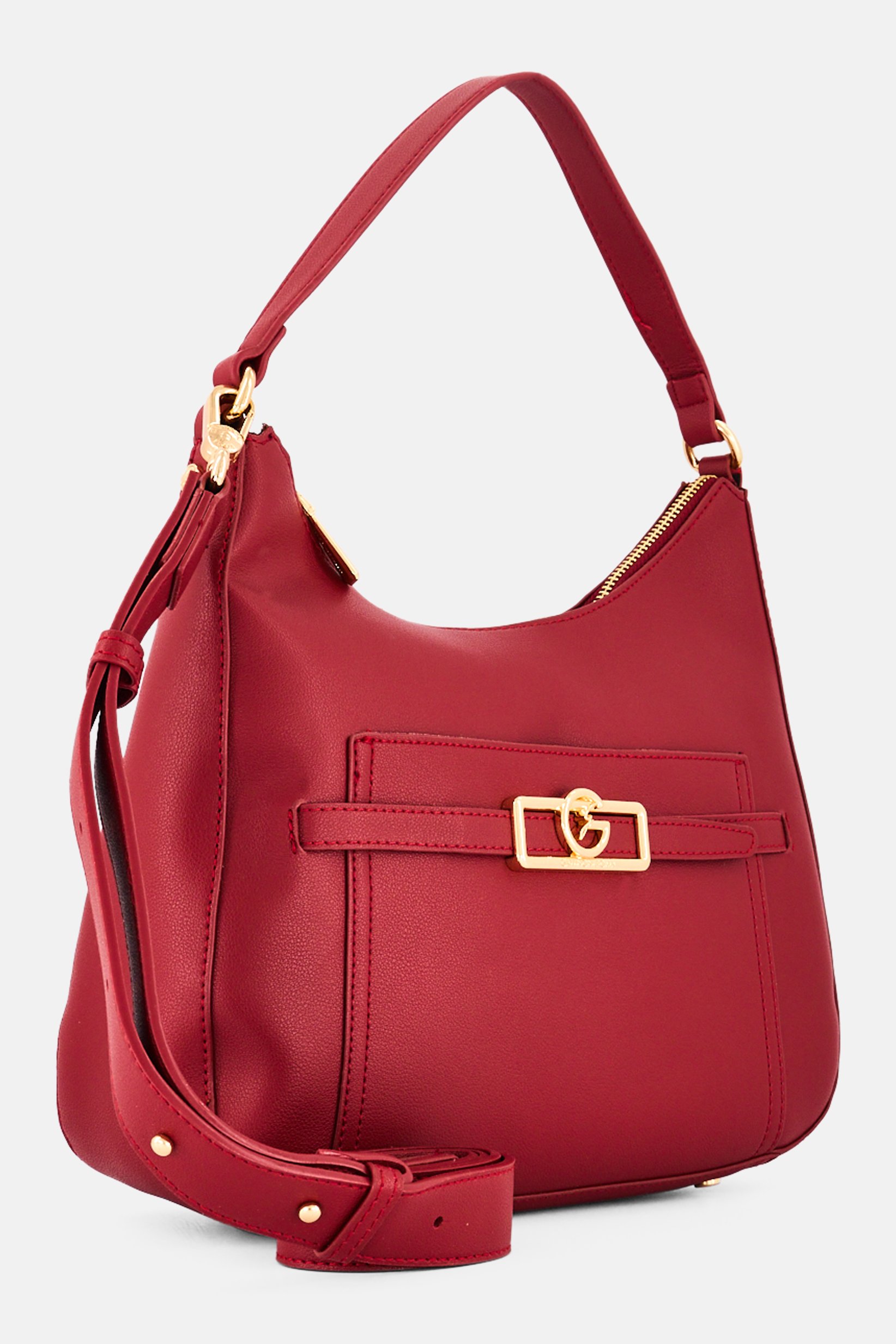 Women Brand Logo Shoulder Bag, Maroon