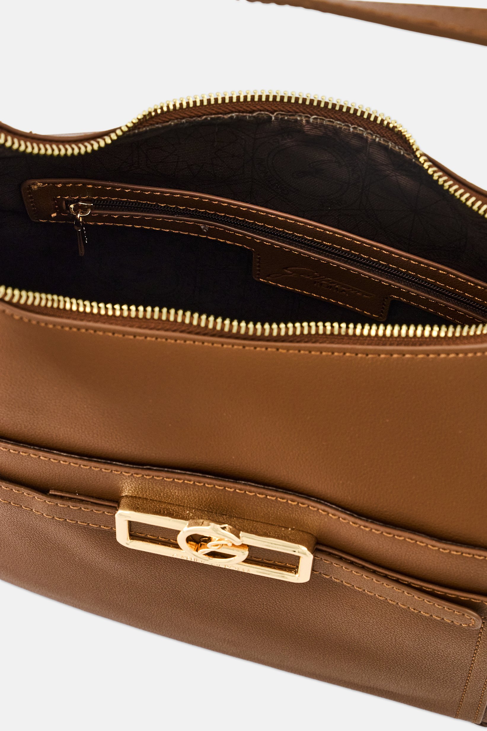 Women Brand Logo Hand Bag, Brown