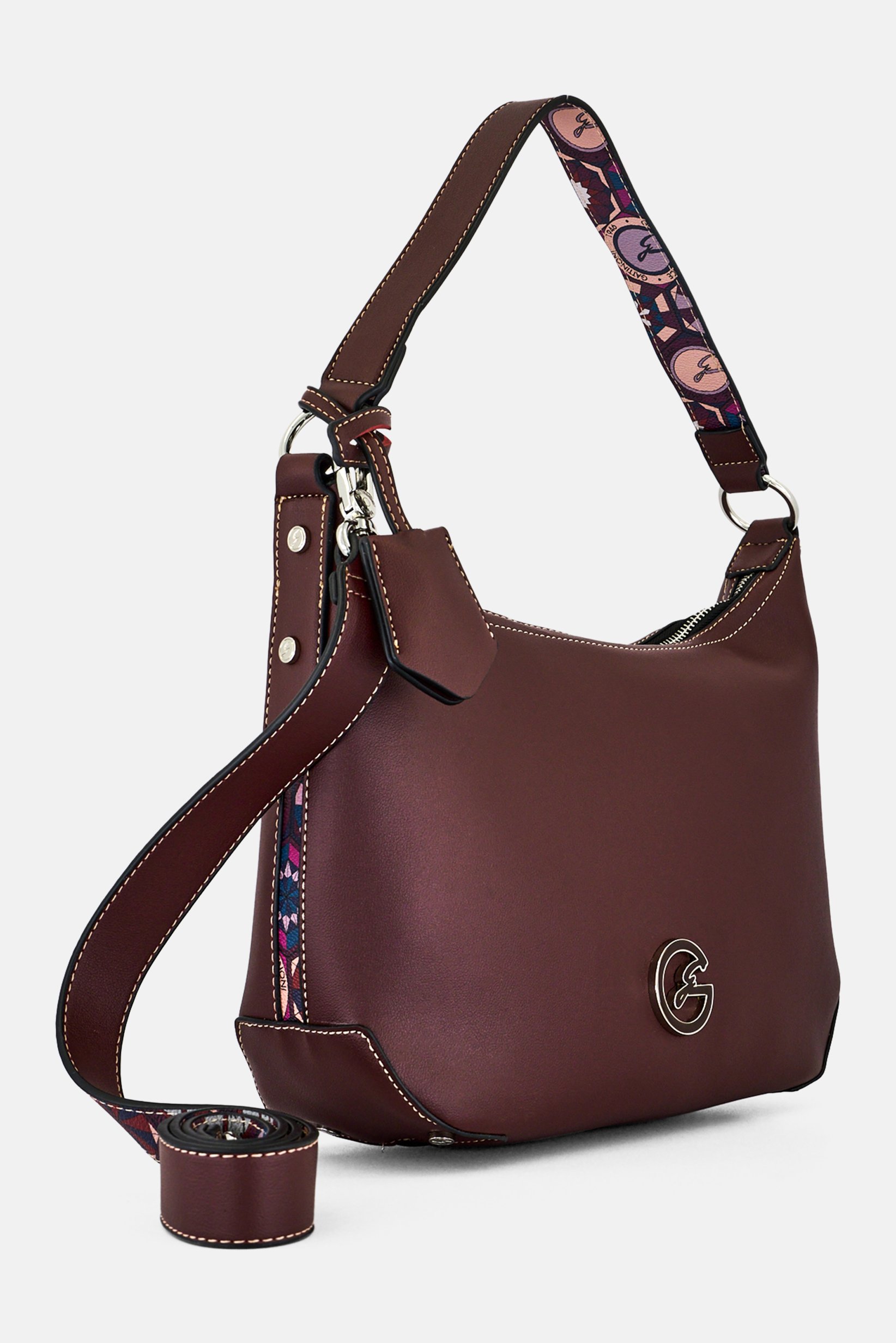 Women Brand Logo Shoulder Bag, Brown