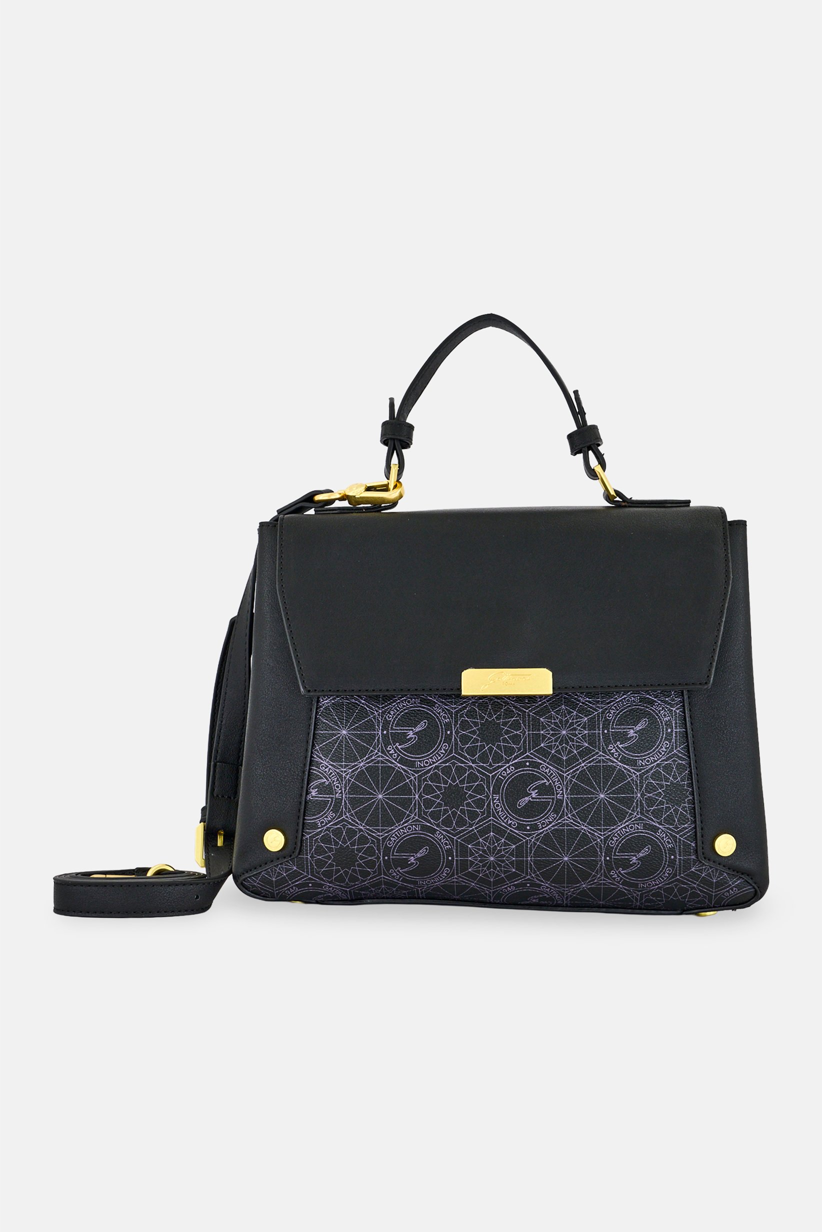Women Brand Logo Handbag, Black