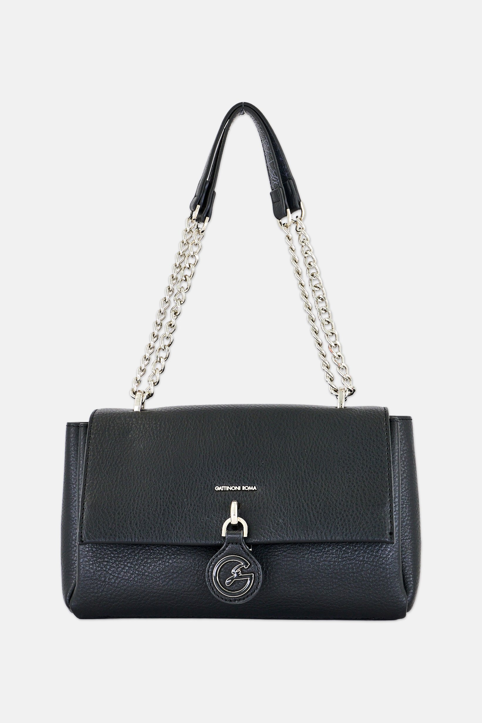 Women Brand Logo Shoulder Bag, Black