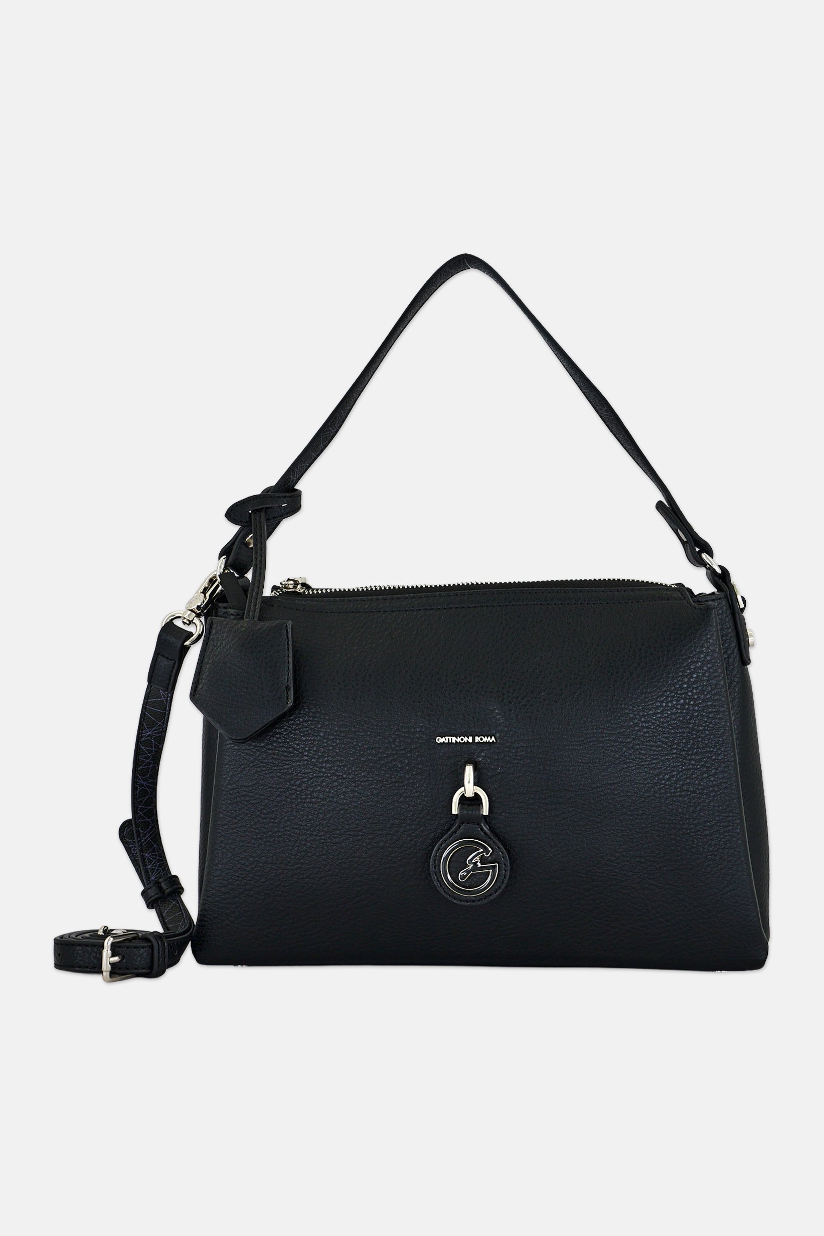 Women Brand Logo Handbag, Black