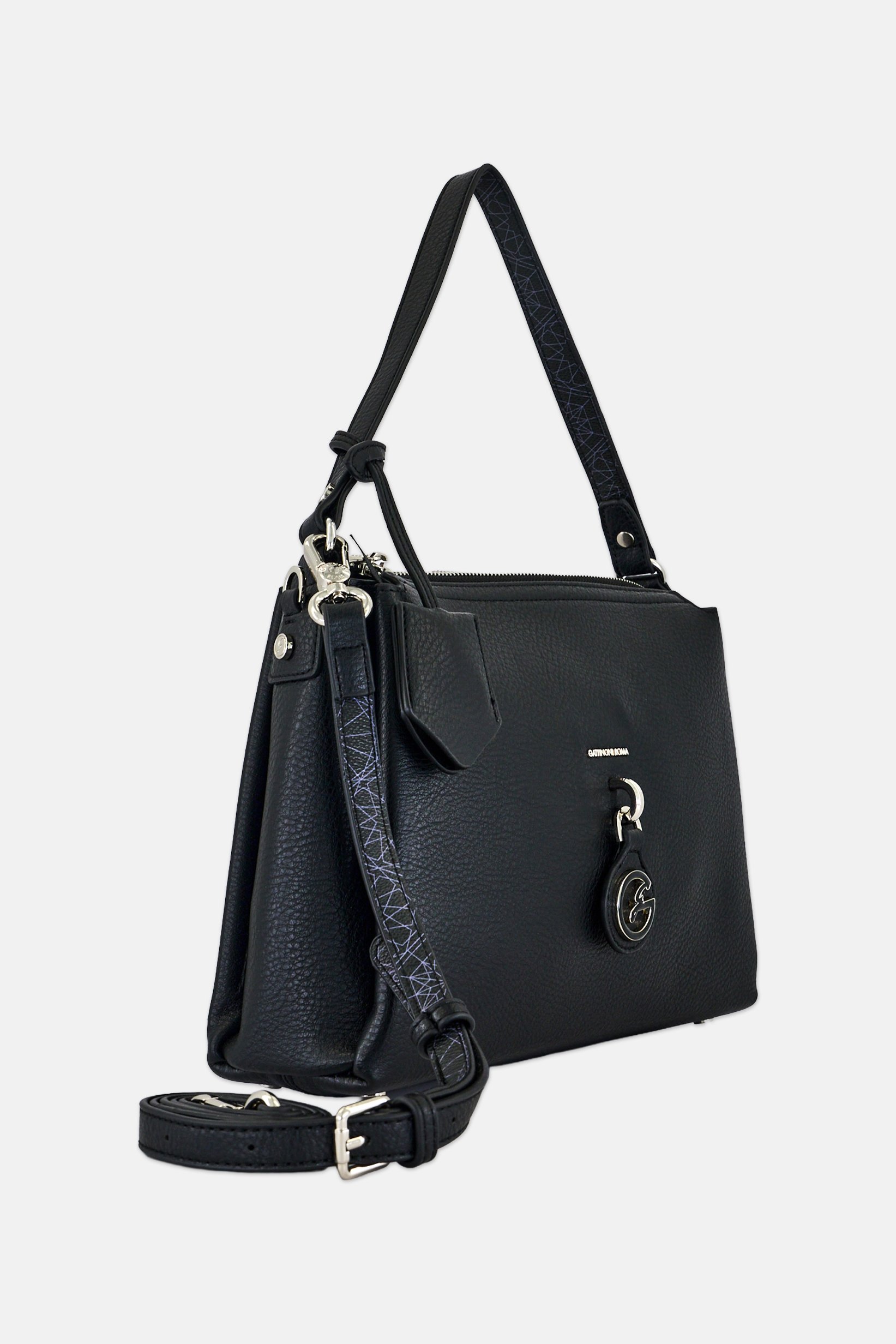Women Brand Logo Handbag, Black