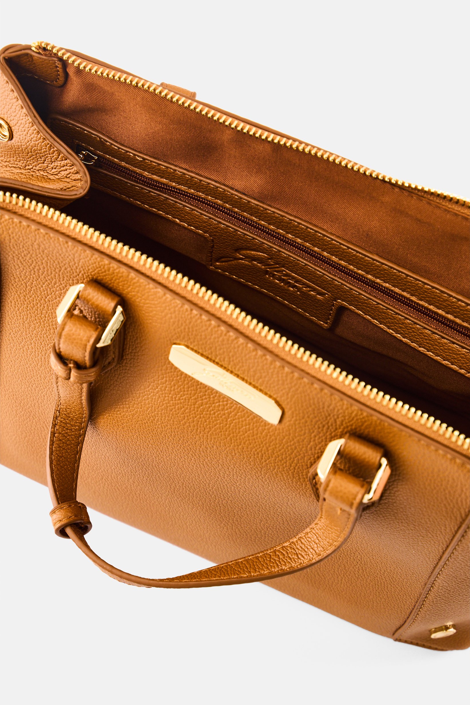 Women Brand Logo Handbag, Tan