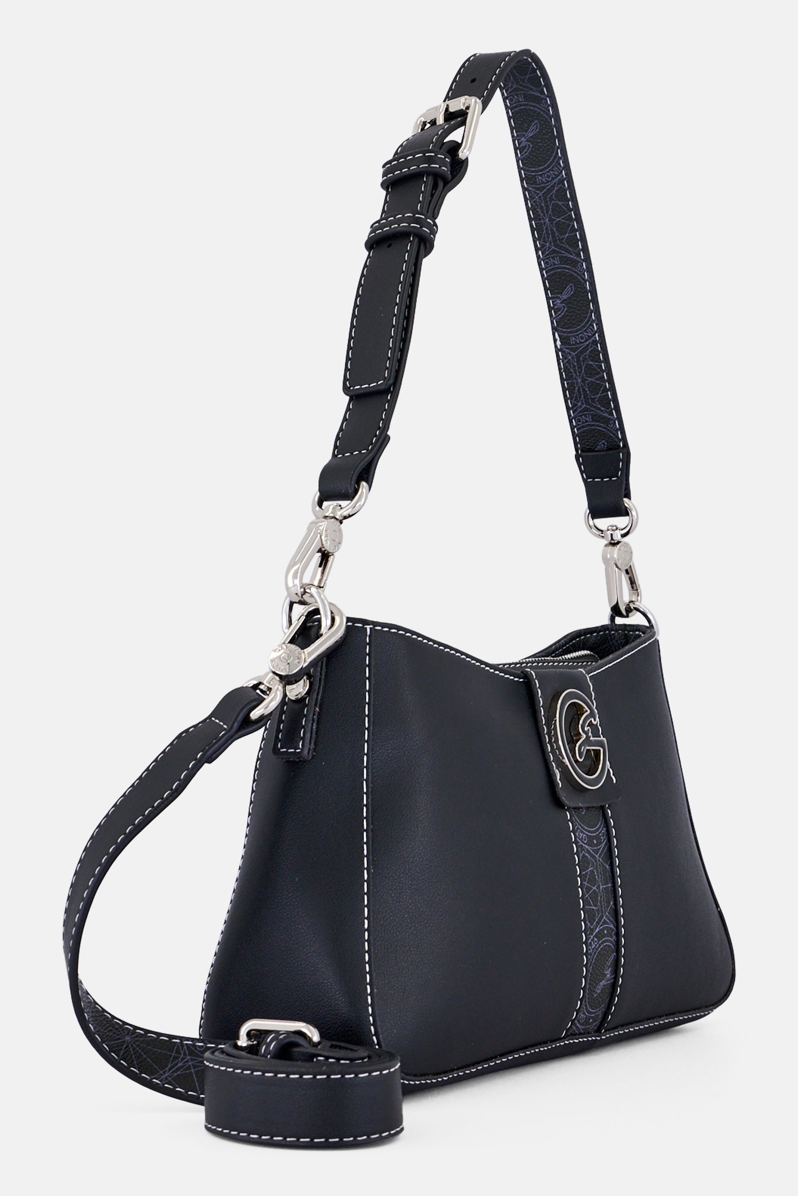 Women Brand Logo Hand Bag, Black