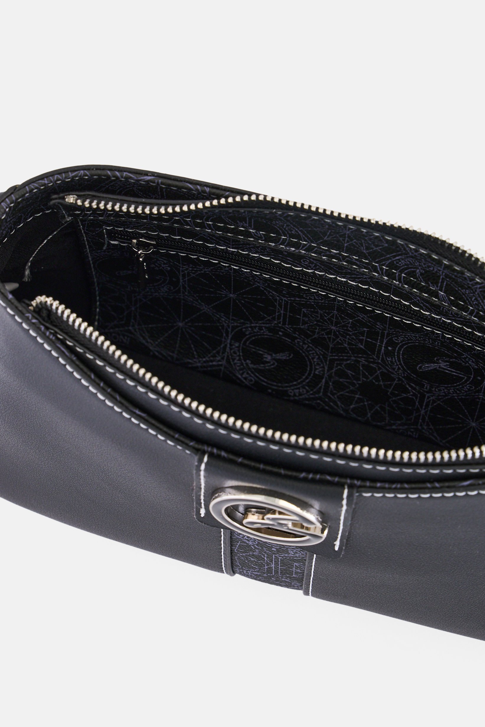 Women Brand Logo Hand Bag, Black