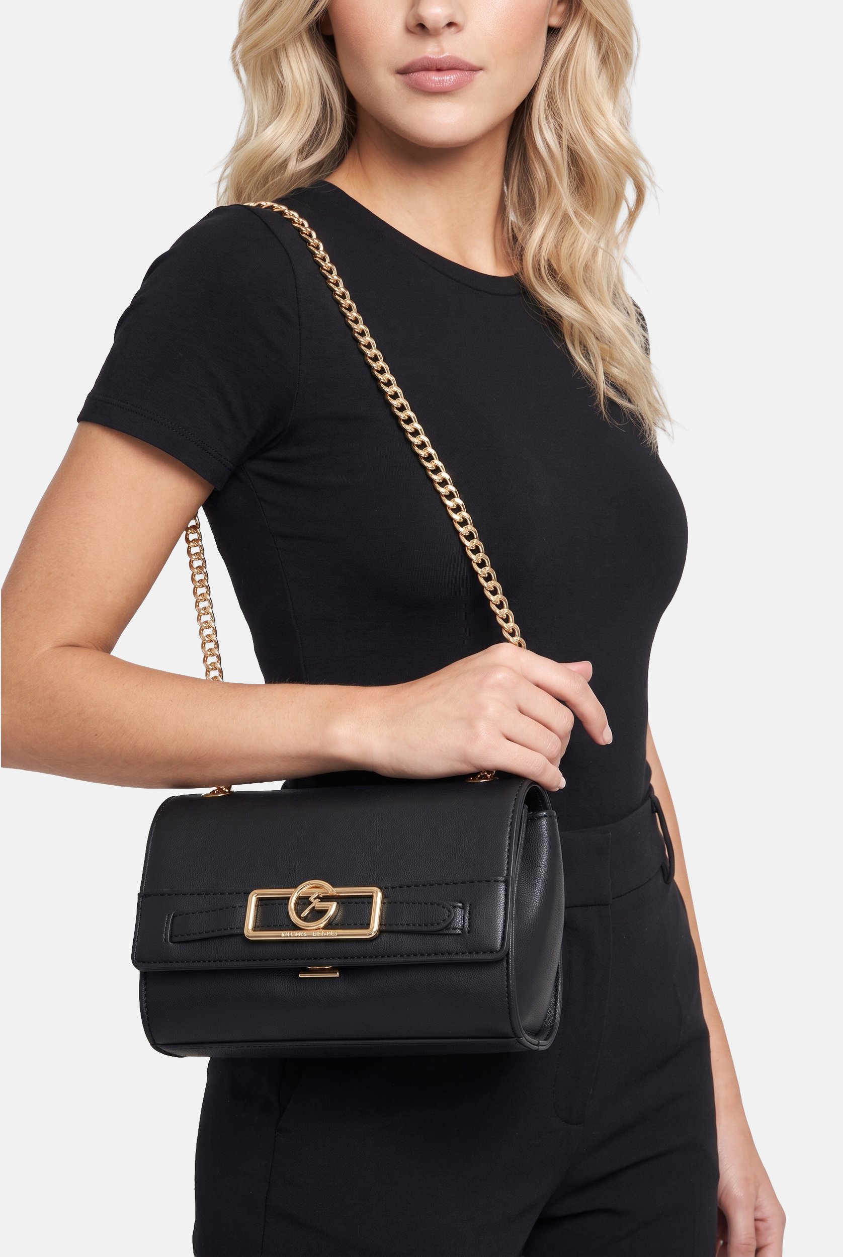Women Brand Logo Cross Body Bag, Black