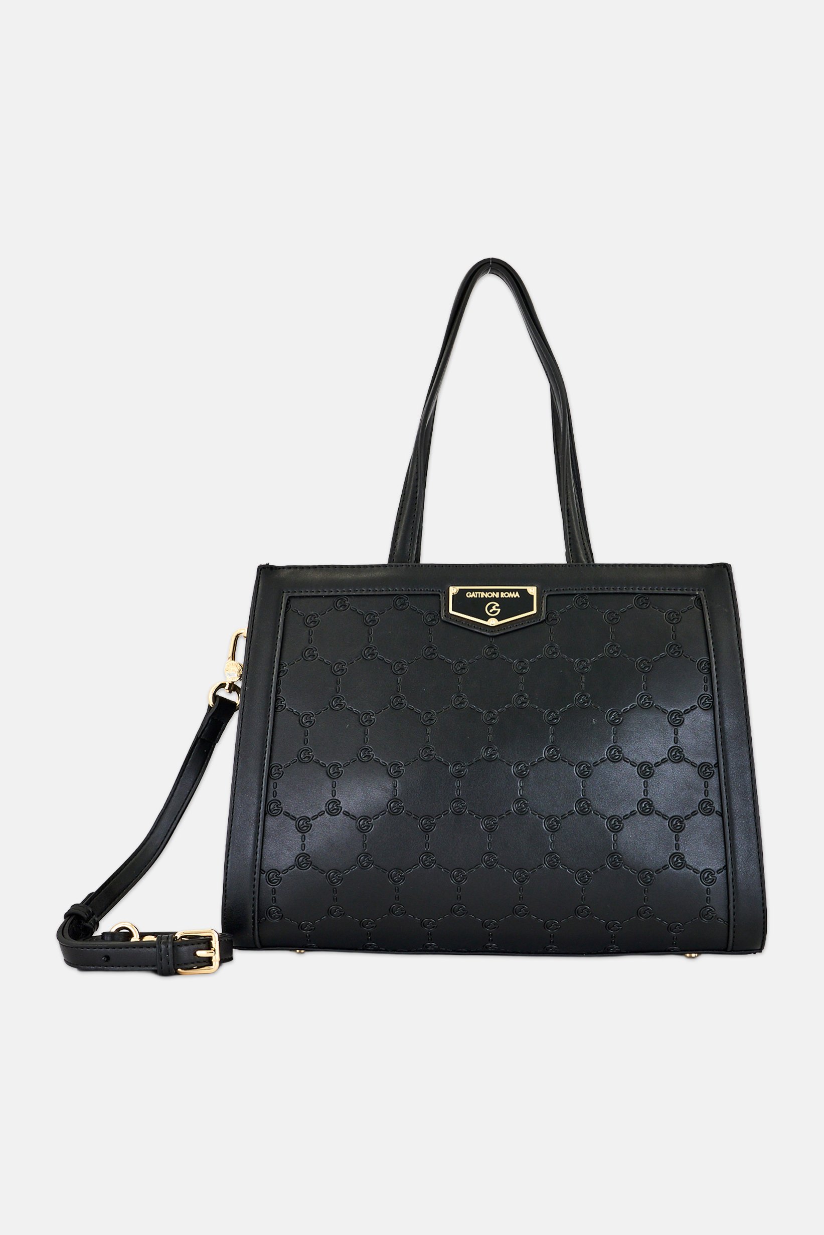 Women Brand Logo Handbag, Black