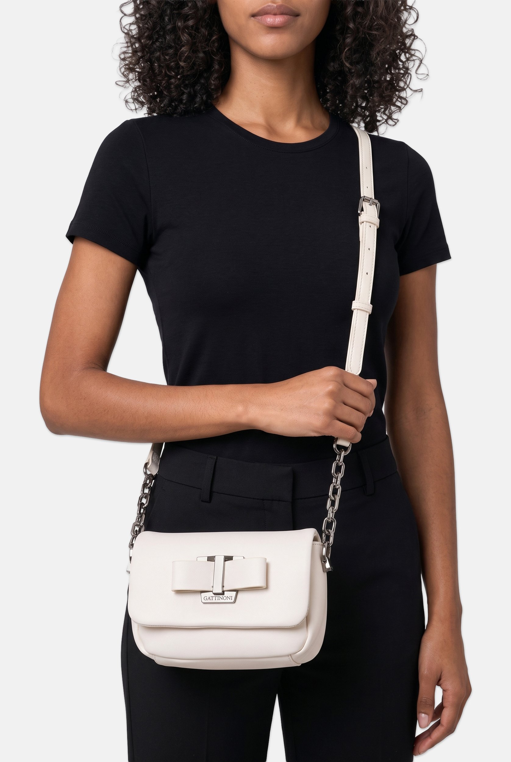Women Brand Logo Mini Cross Body Bag, White
