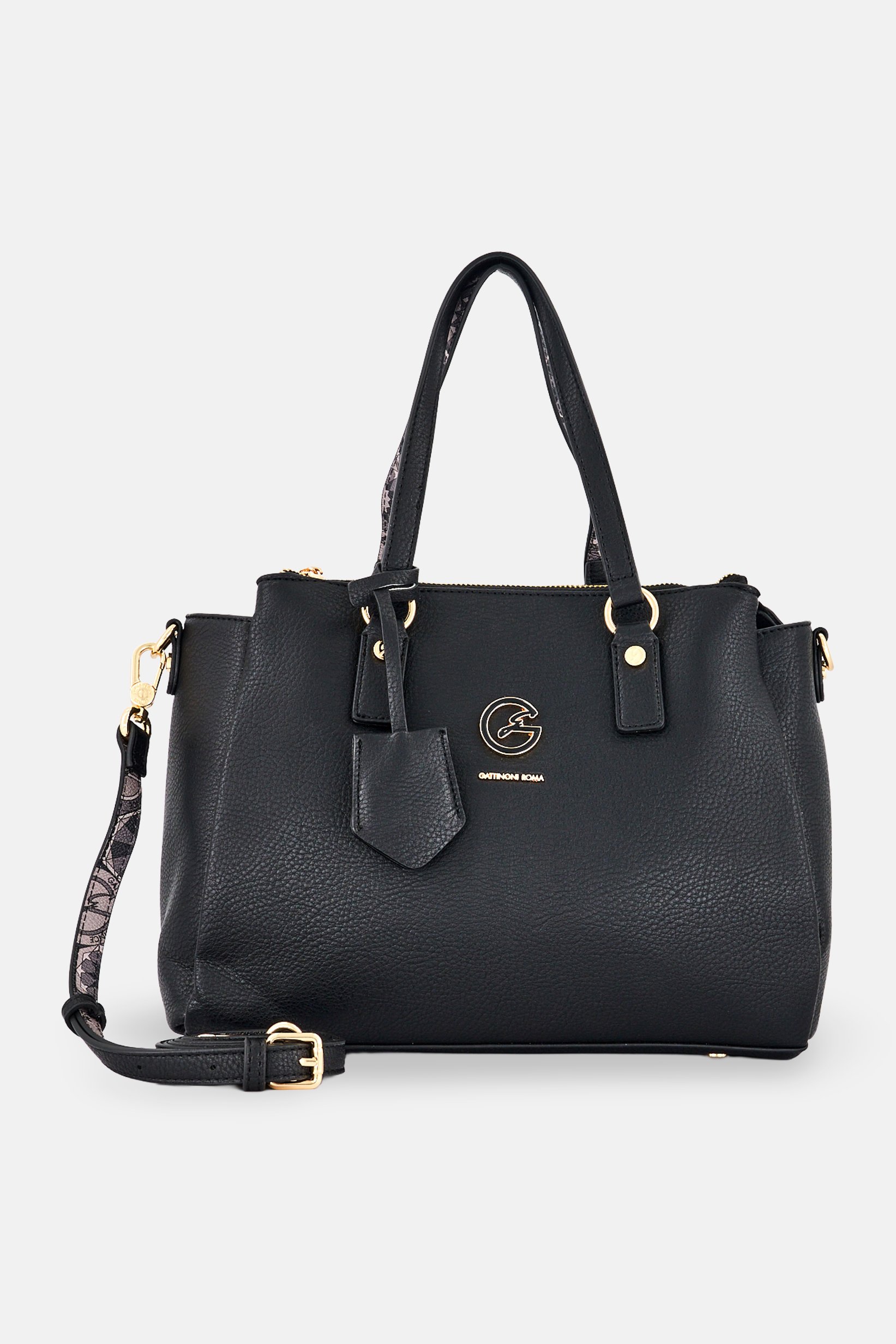 Women Brand Logo Handbag, Black