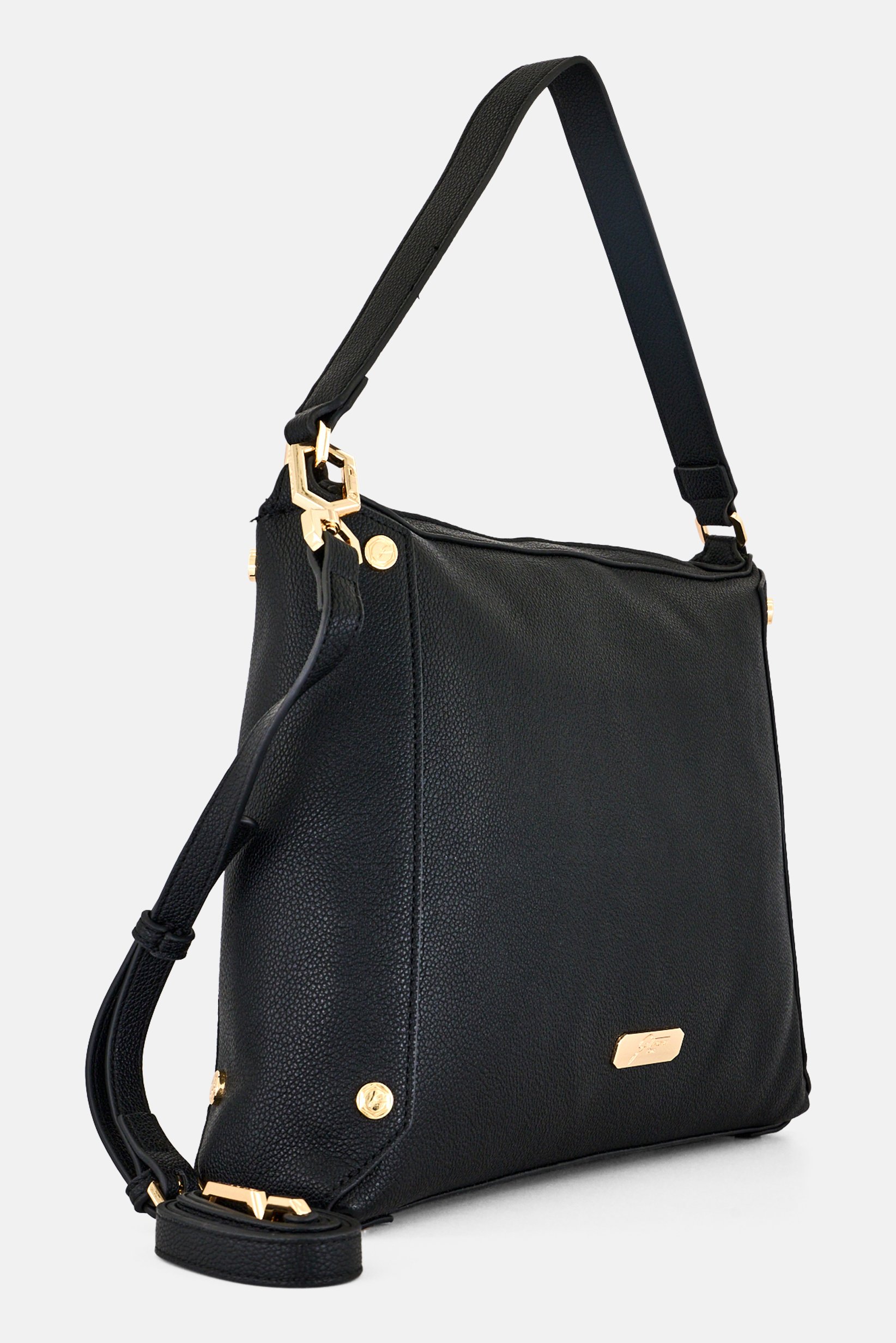 Women Brand Logo Shoulder Bag, Black