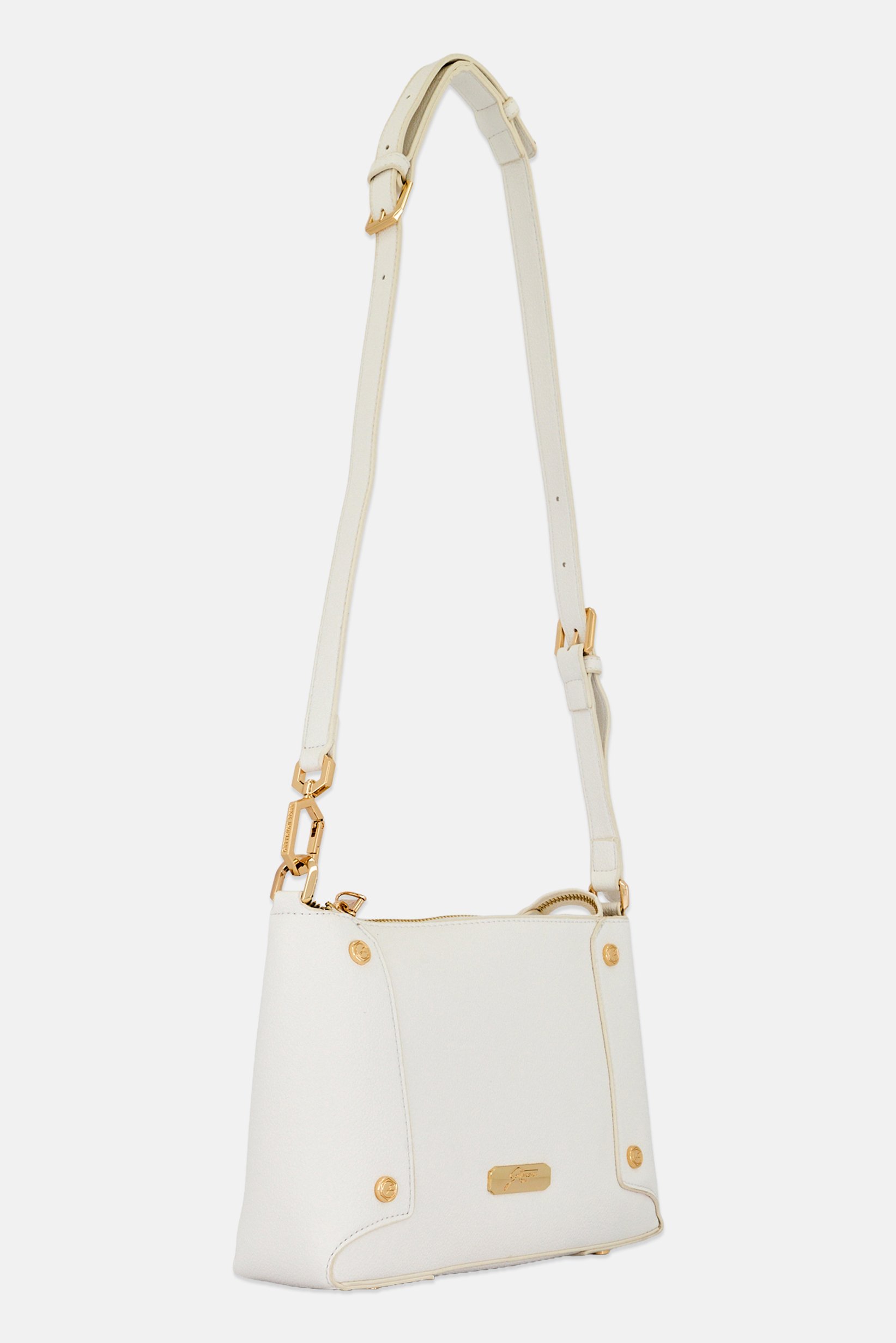 Women Brand Logo Shoulder Bag, Cream