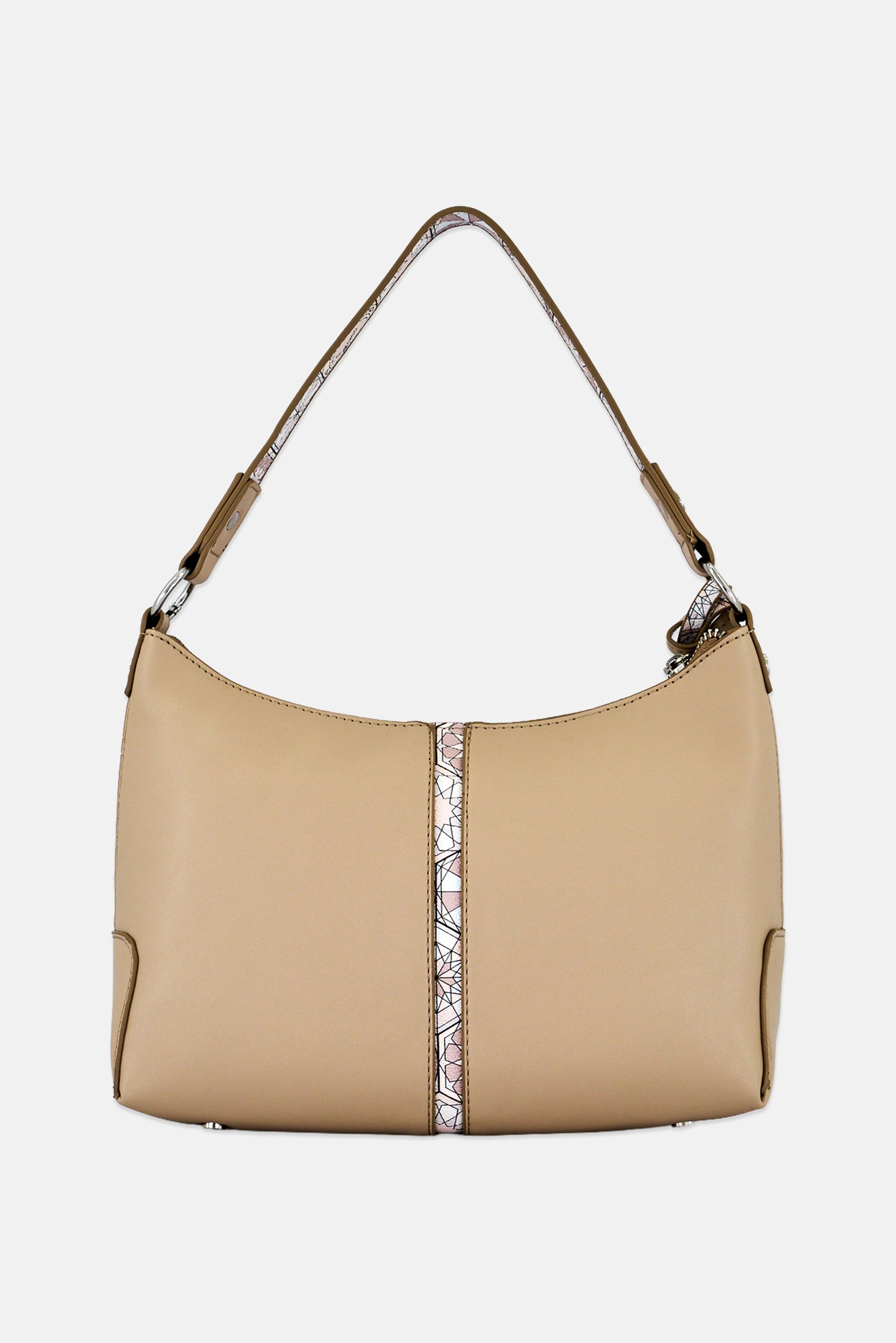 Women Brand Logo Hobo Bag, Beige