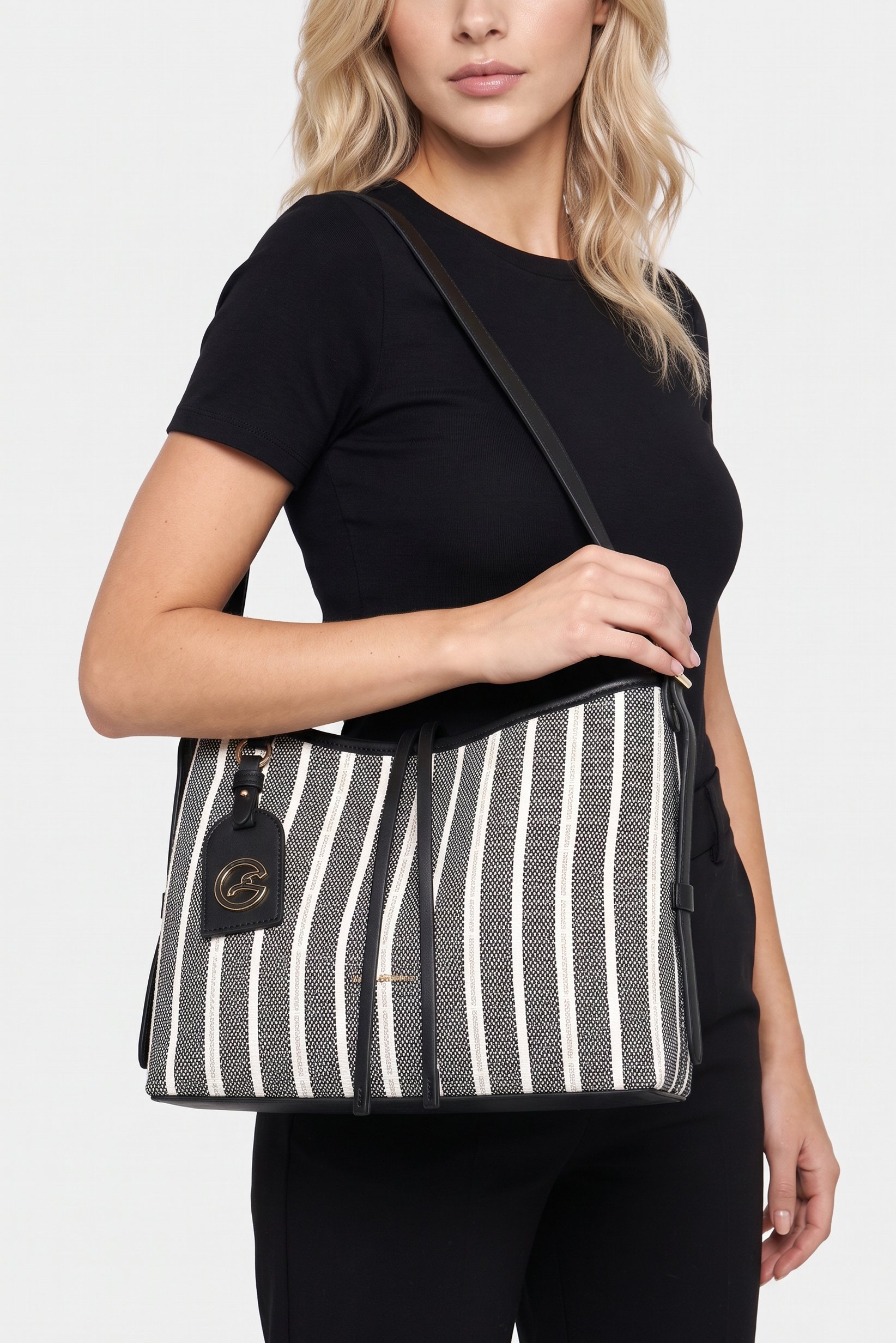 Women Stripe Shoulder Bag, Multicolor