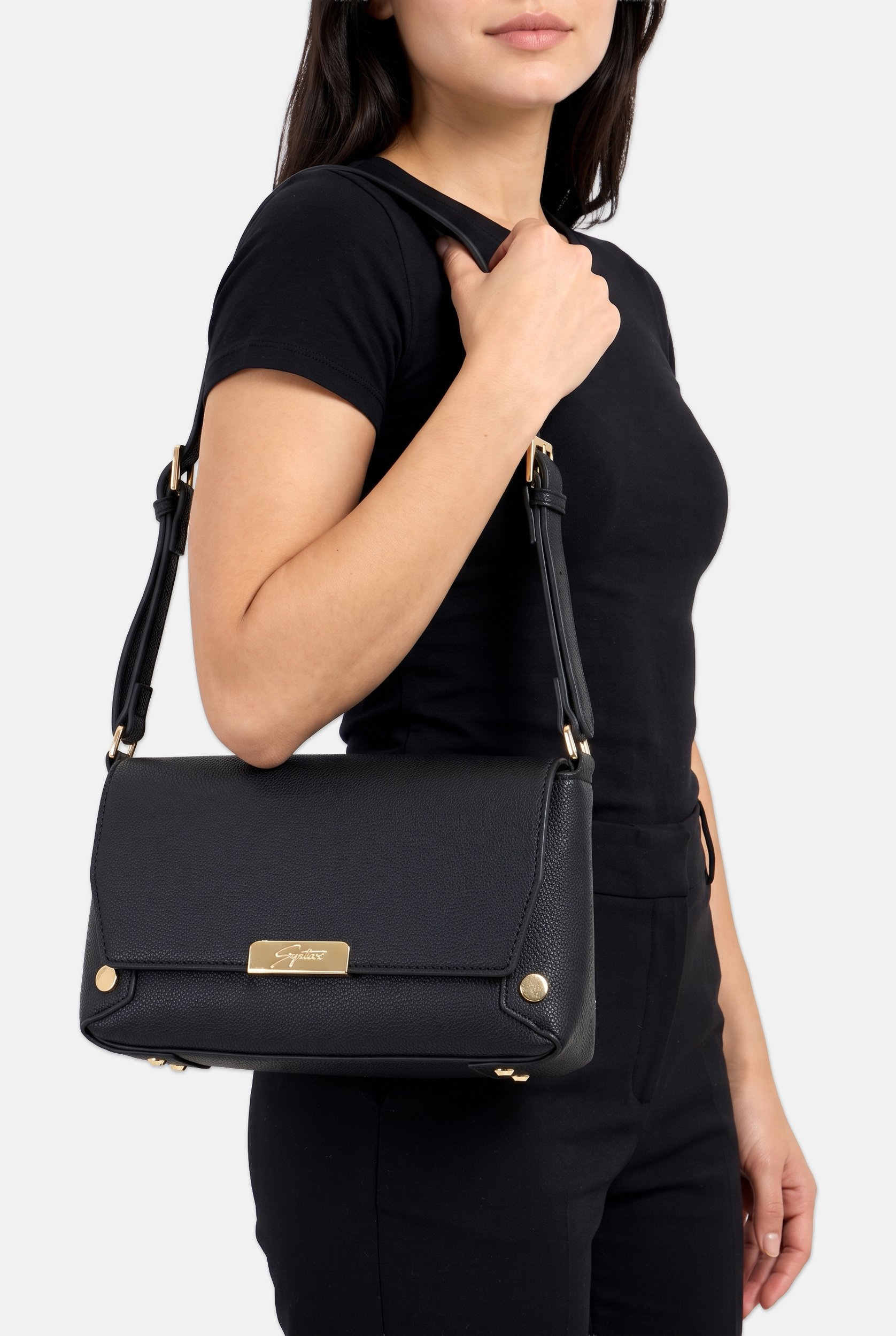 Women Brand Logo Cross Body Bag, Black
