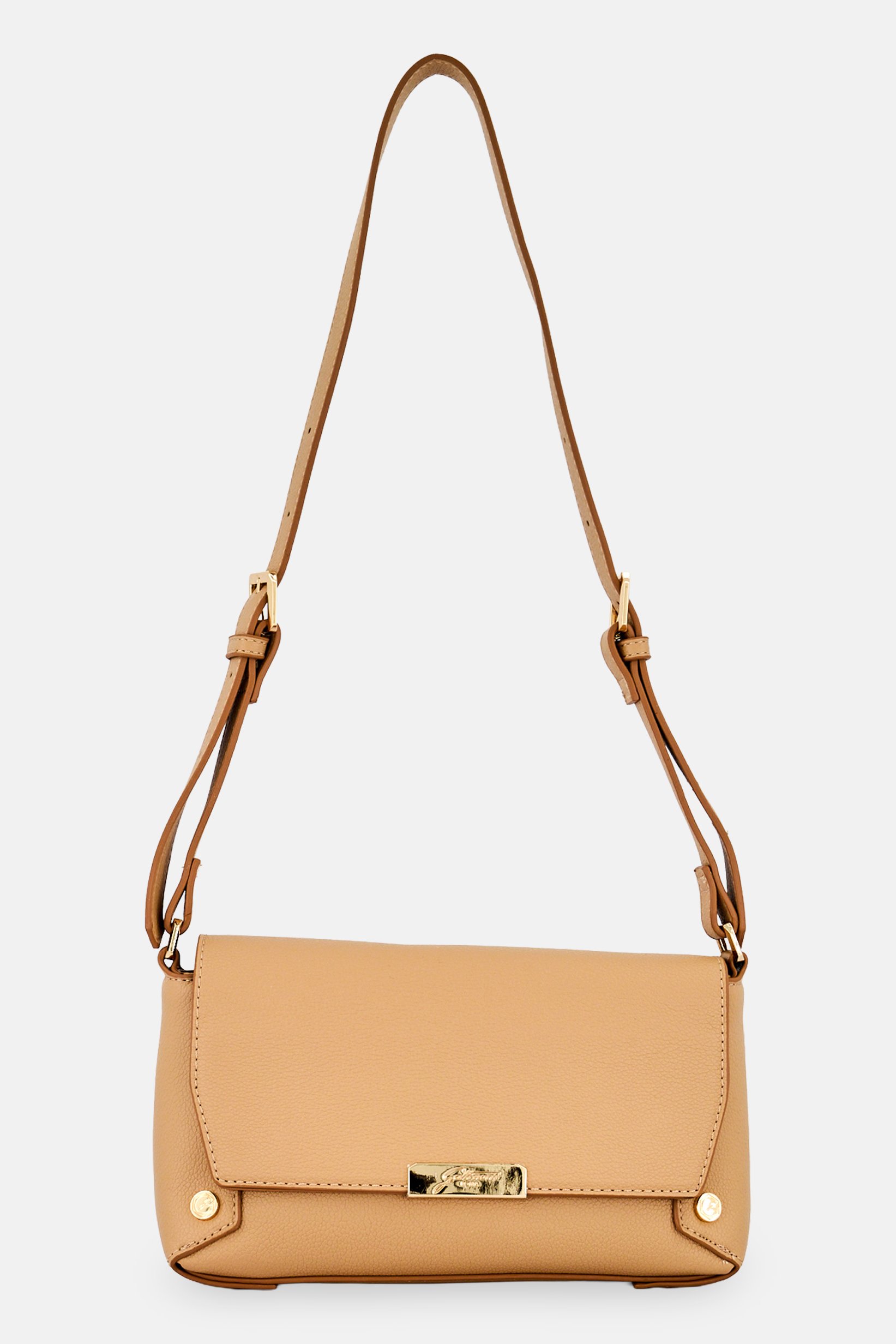 Women Brand Logo Cross Body Bag, Tan