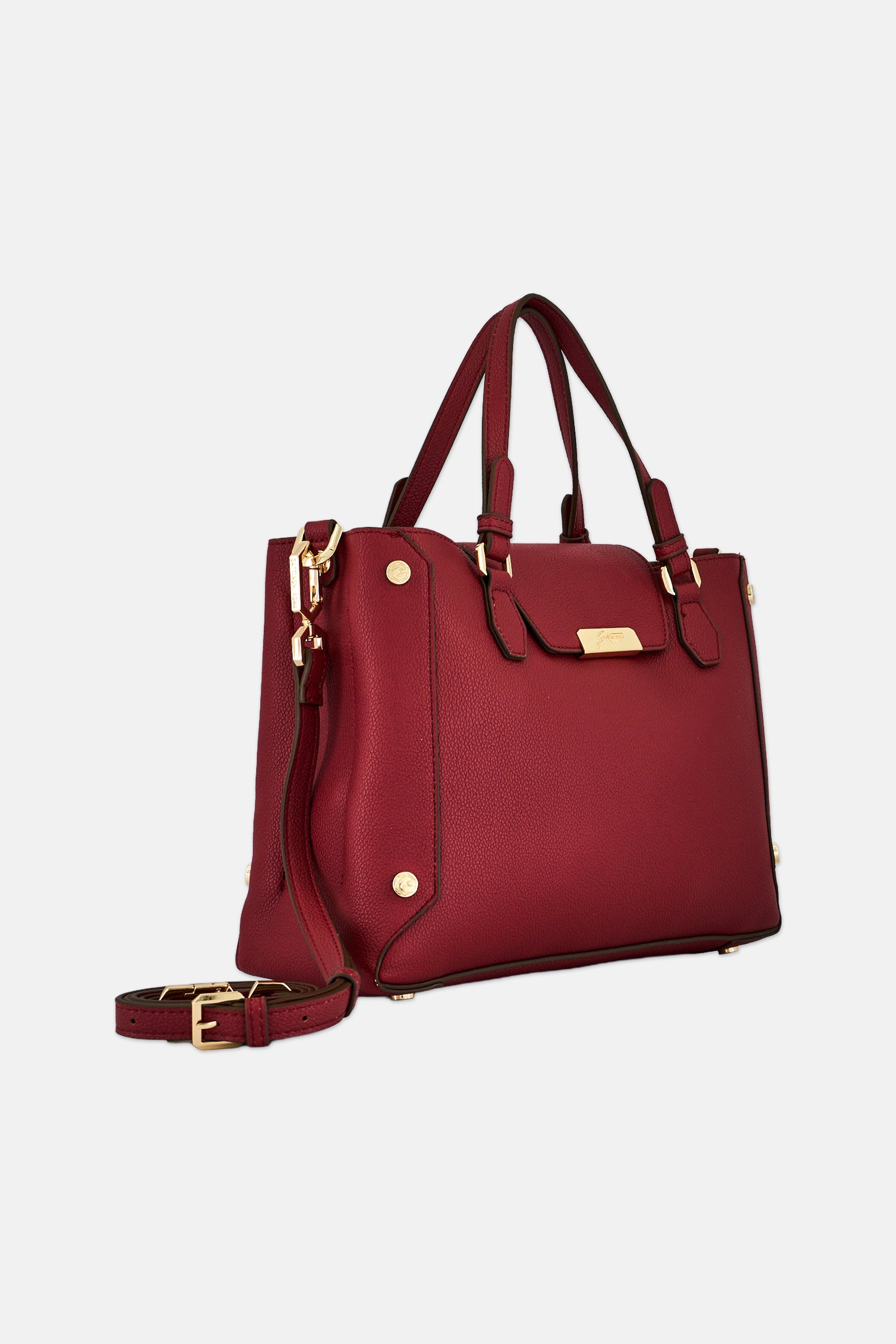 Women Brand Logo Satchel, Dark Red