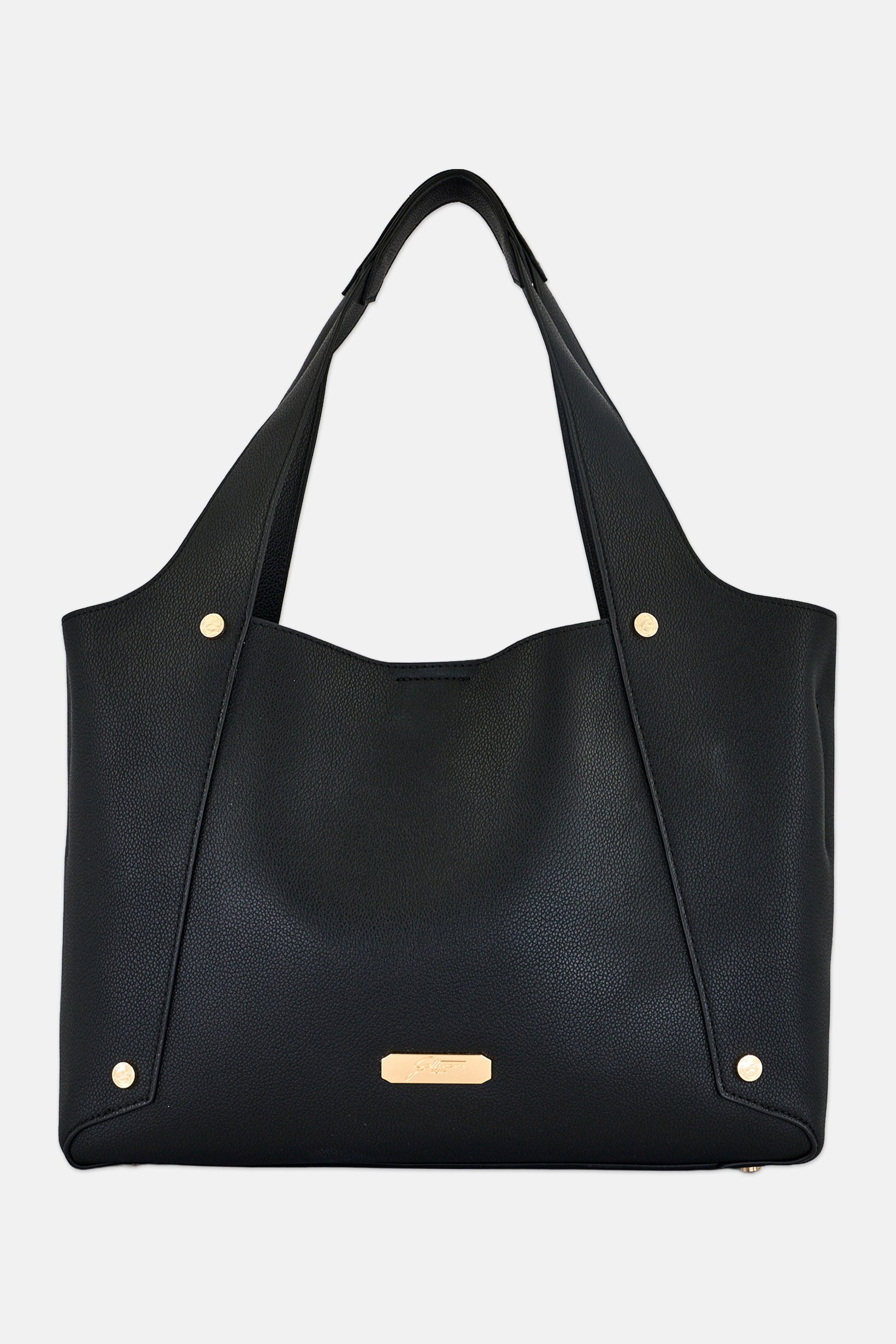 Women Brand Logo Shoulder Bag, Black